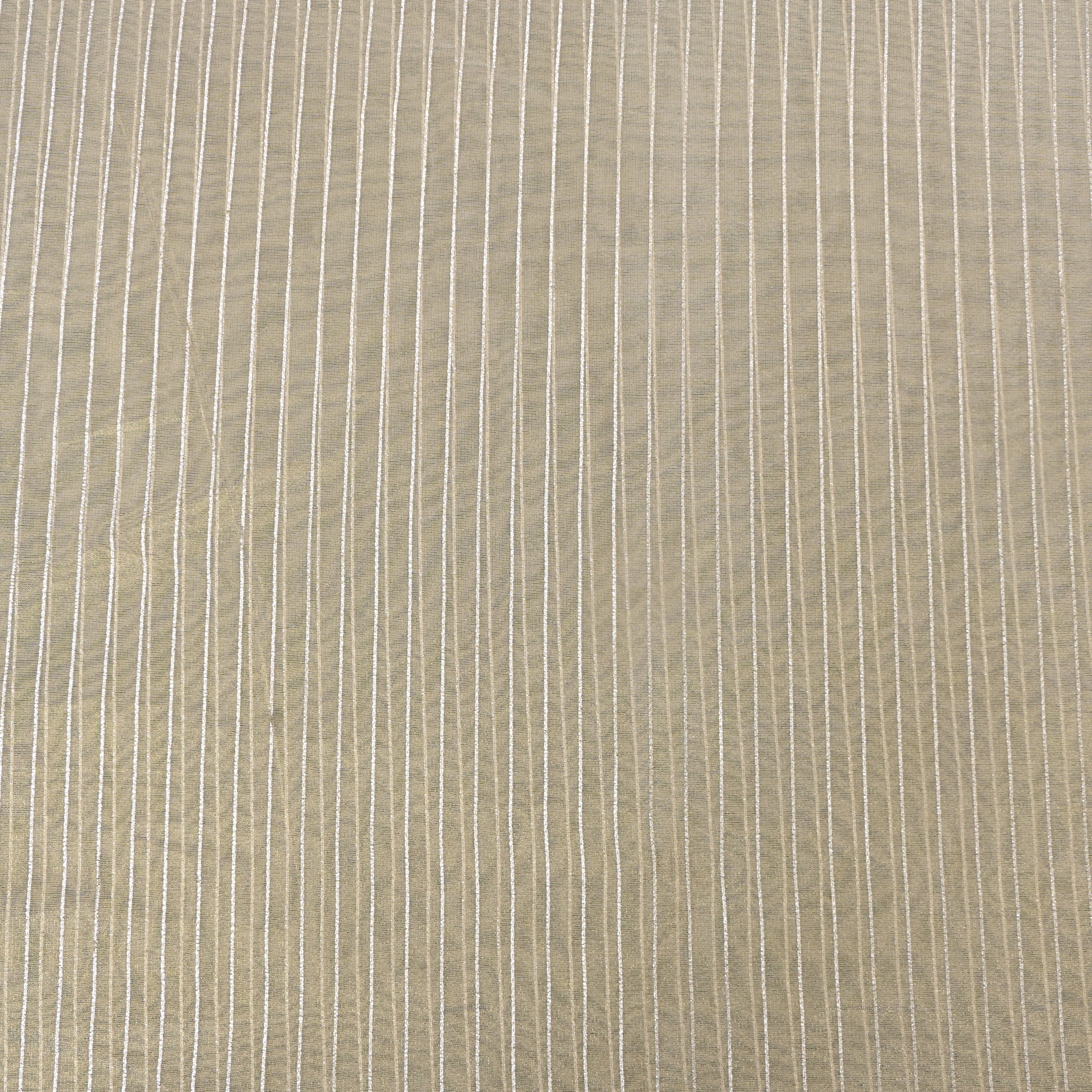 Beige Self-Stripe Jamawar Silk Fabric