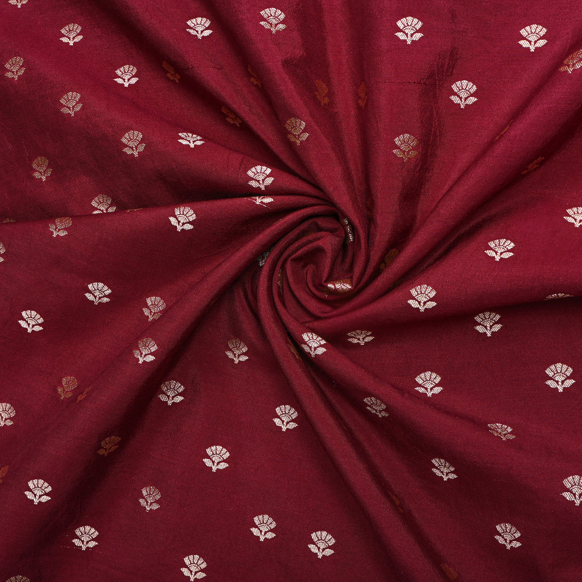 Deep Wine Banarasi Silk With Silver Butti