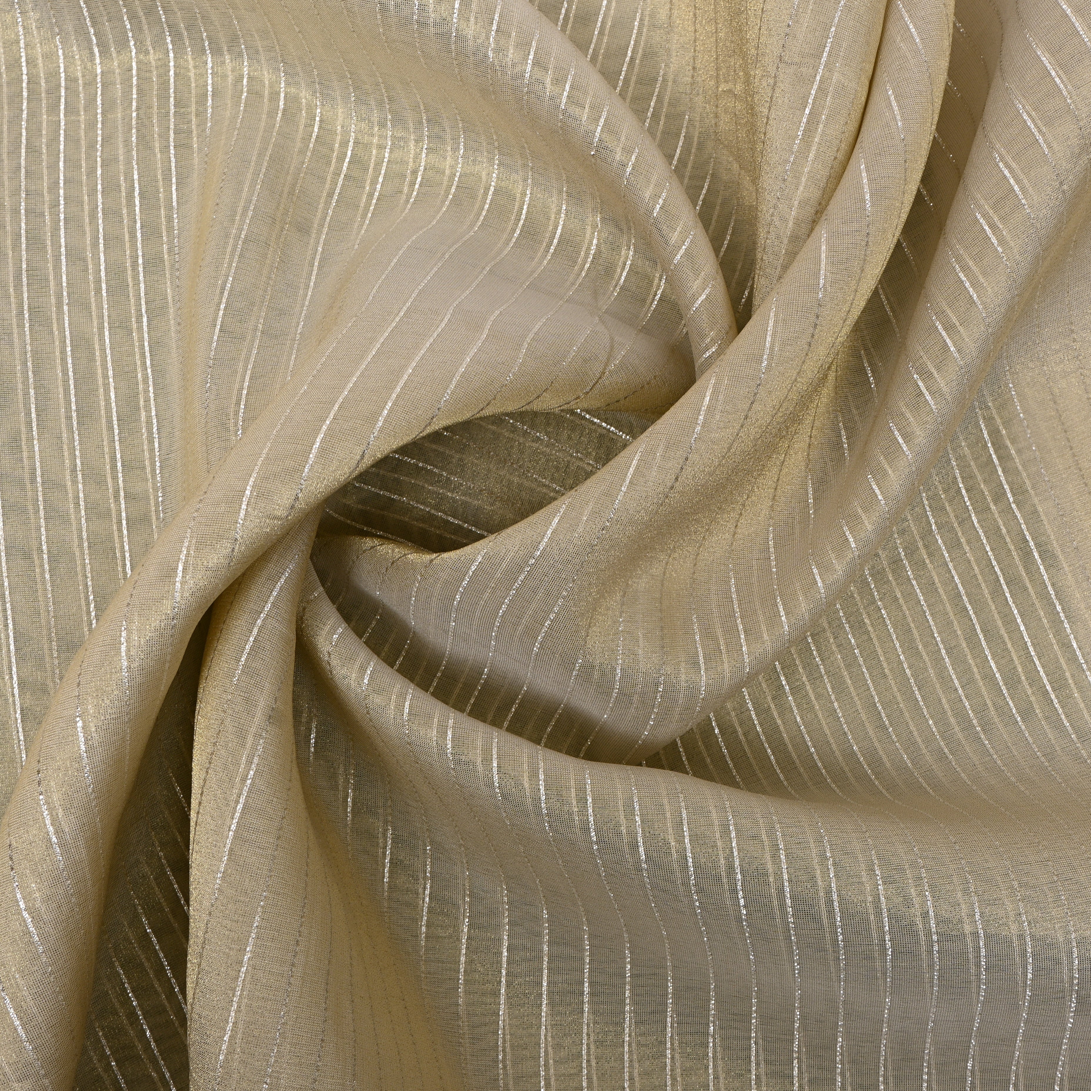 Beige Self-Stripe Jamawar Silk Fabric
