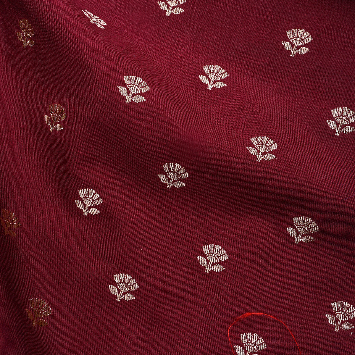Deep Wine Banarasi Silk With Silver Butti