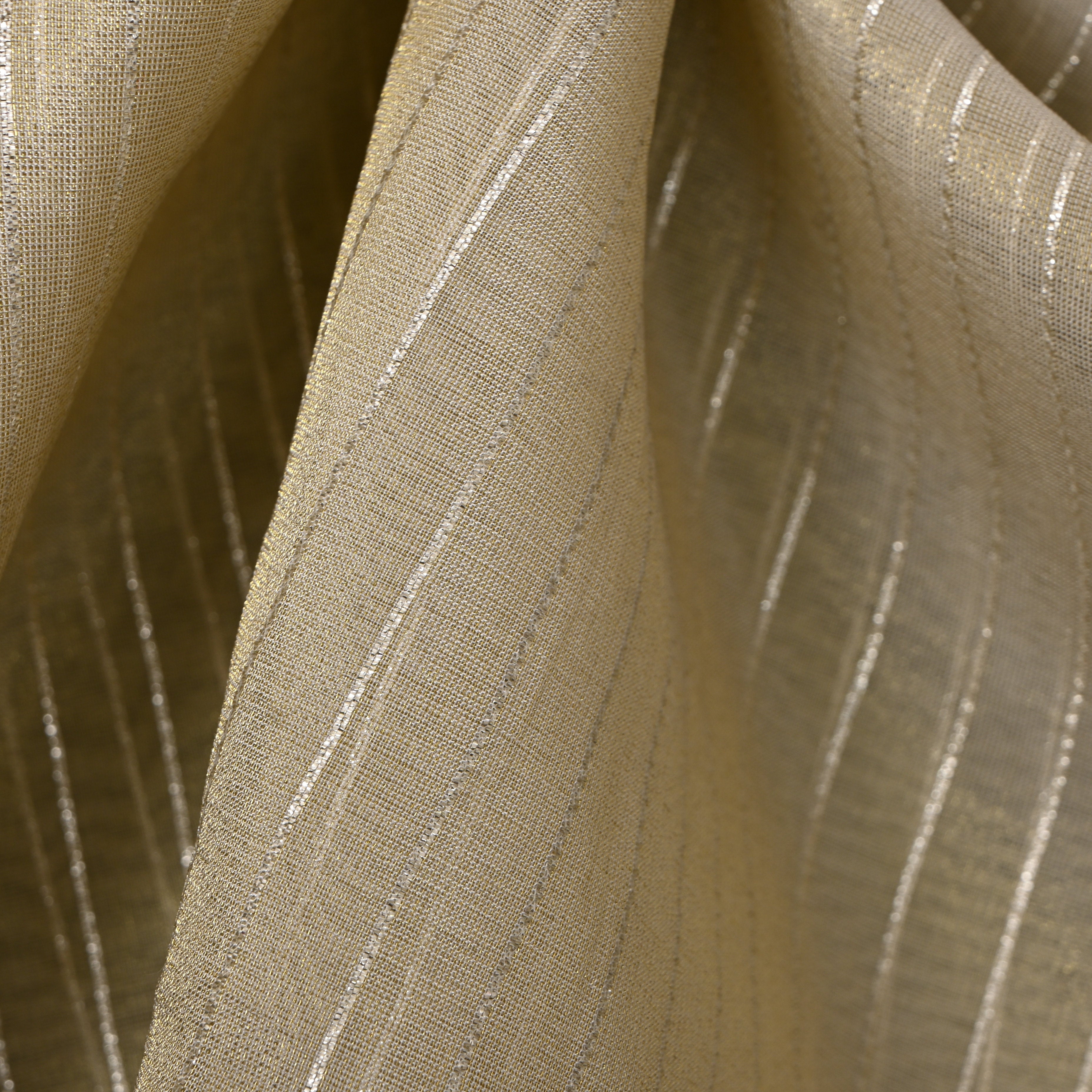 Beige Self-Stripe Jamawar Silk Fabric