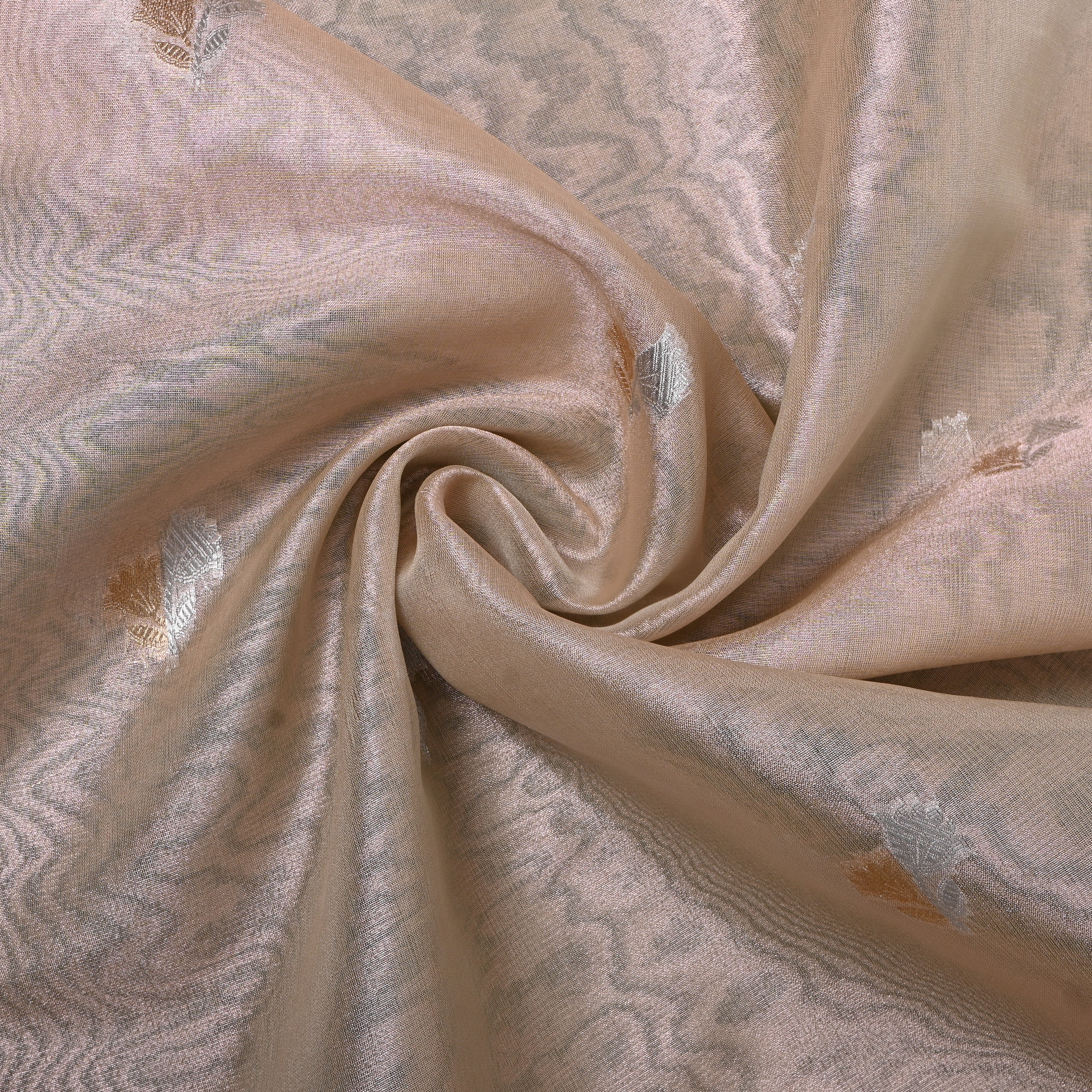 Peach Floral Booti Jamawar Fabric