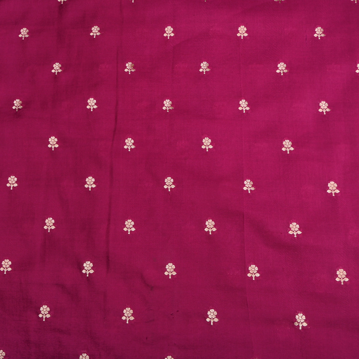 Berry Gold Zari Floral Butti Jamawar Silk Fabric