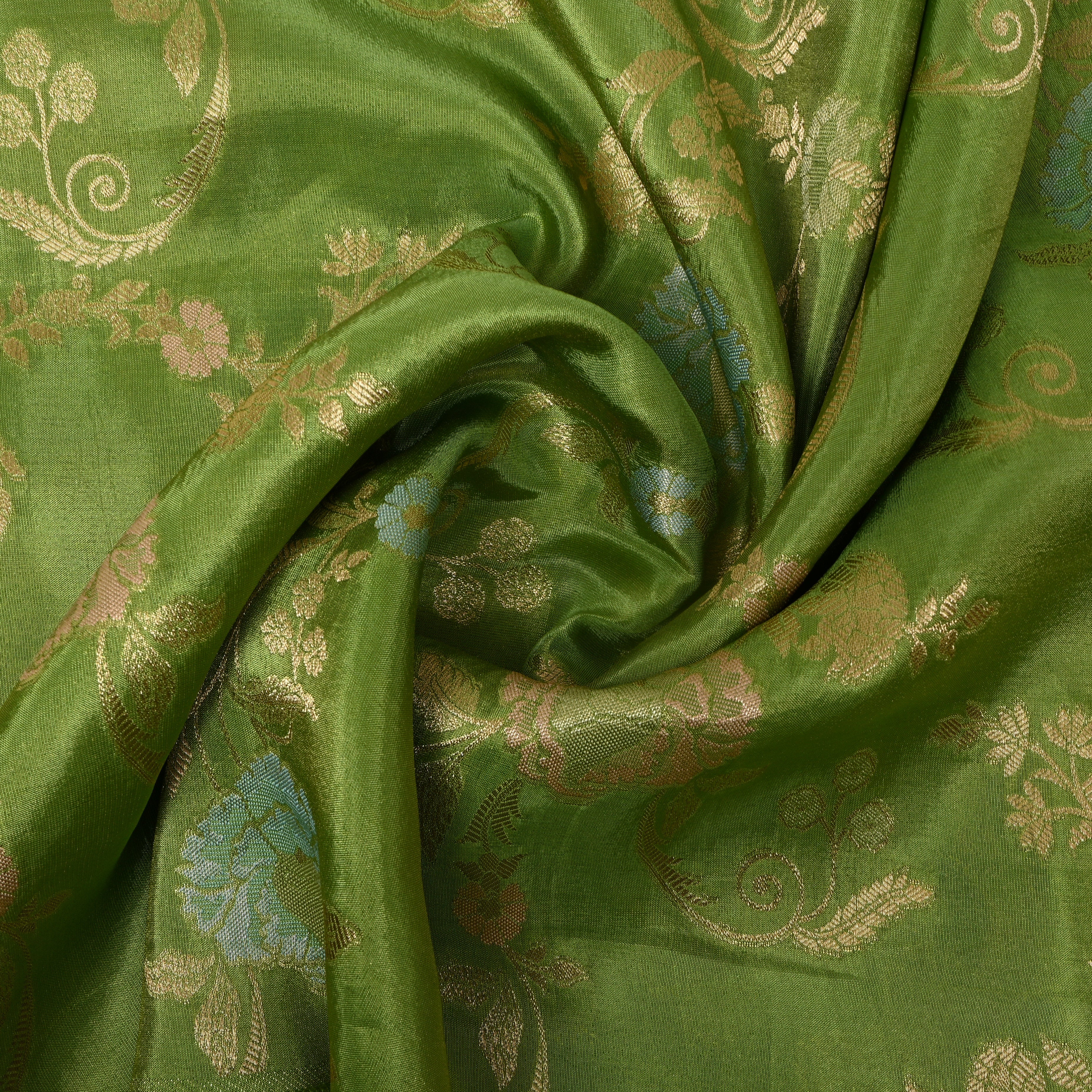 Olive Green Meenakari Jamawar Fabric