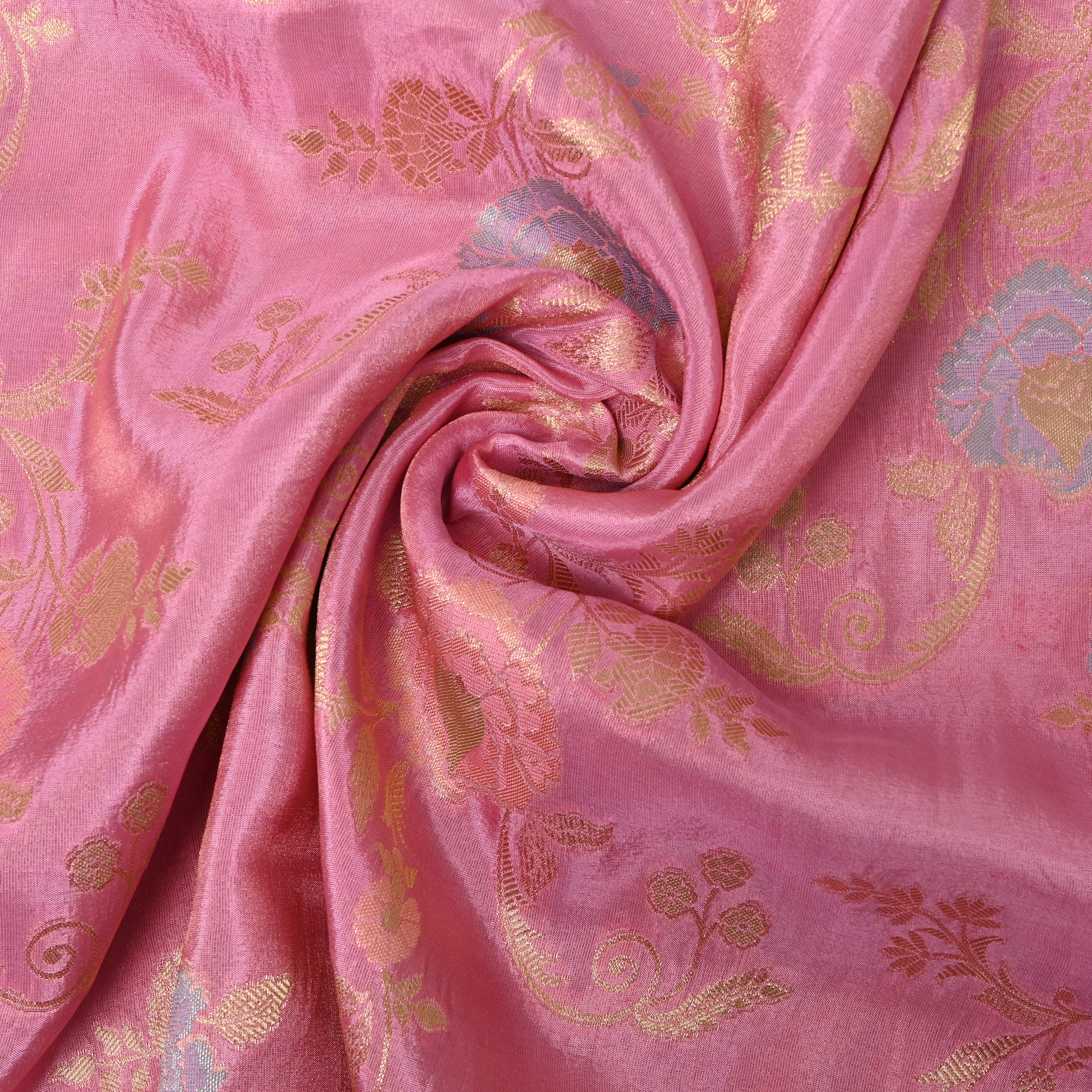 Rose Pink Meenakari Jamawar Fabric