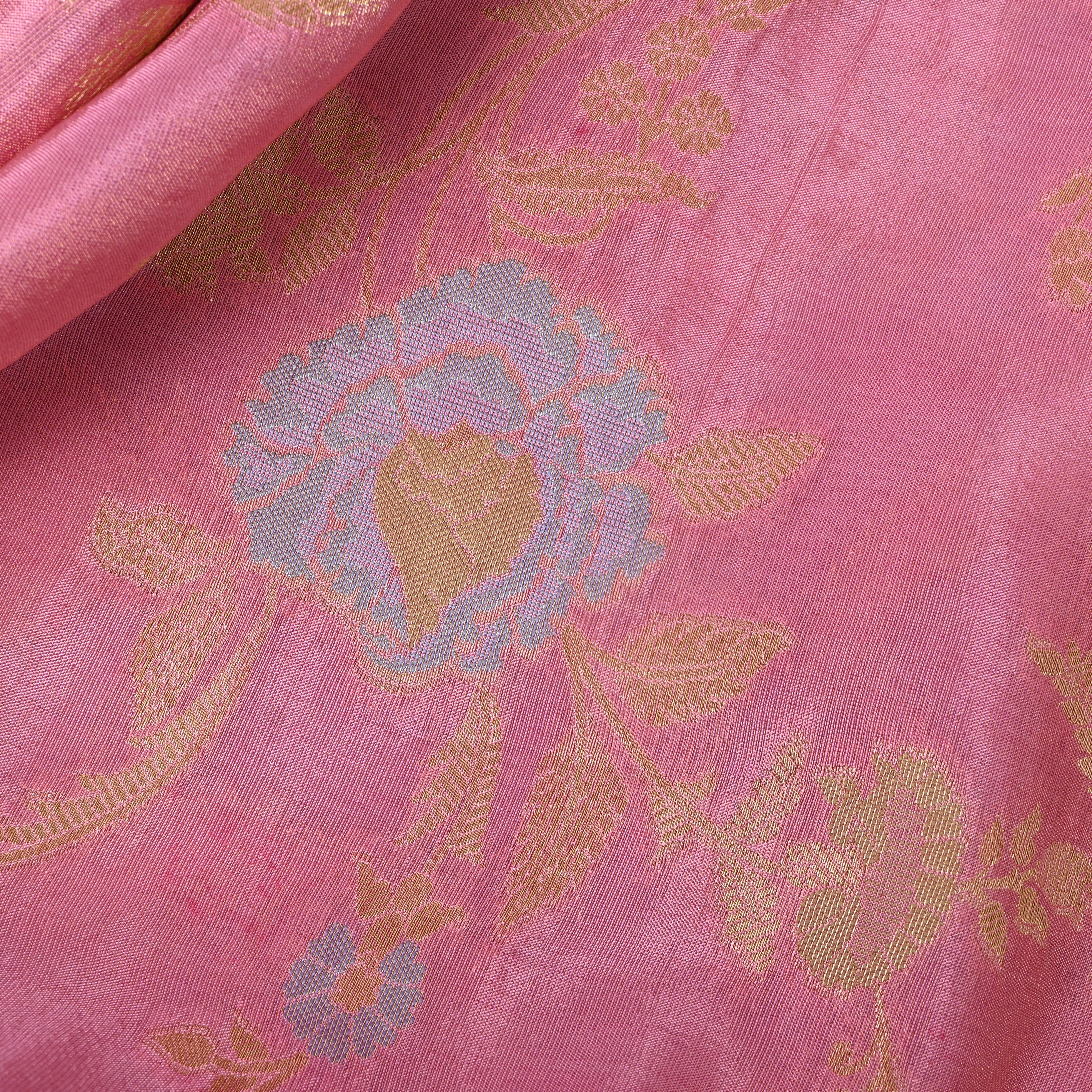 Rose Pink Meenakari Jamawar Fabric
