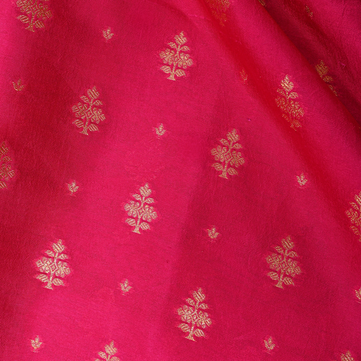 Blush Pink Gold Zari Butti Jamawar Silk Fabric