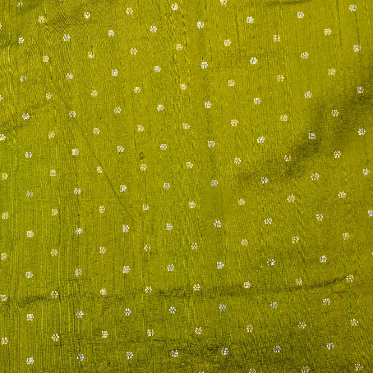 Olive Silver Zari Floral Butti Jamawar Silk Fabric