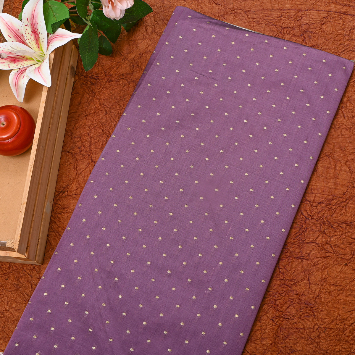 Amethyst Gold Zari Butti Jamawar Silk Fabric