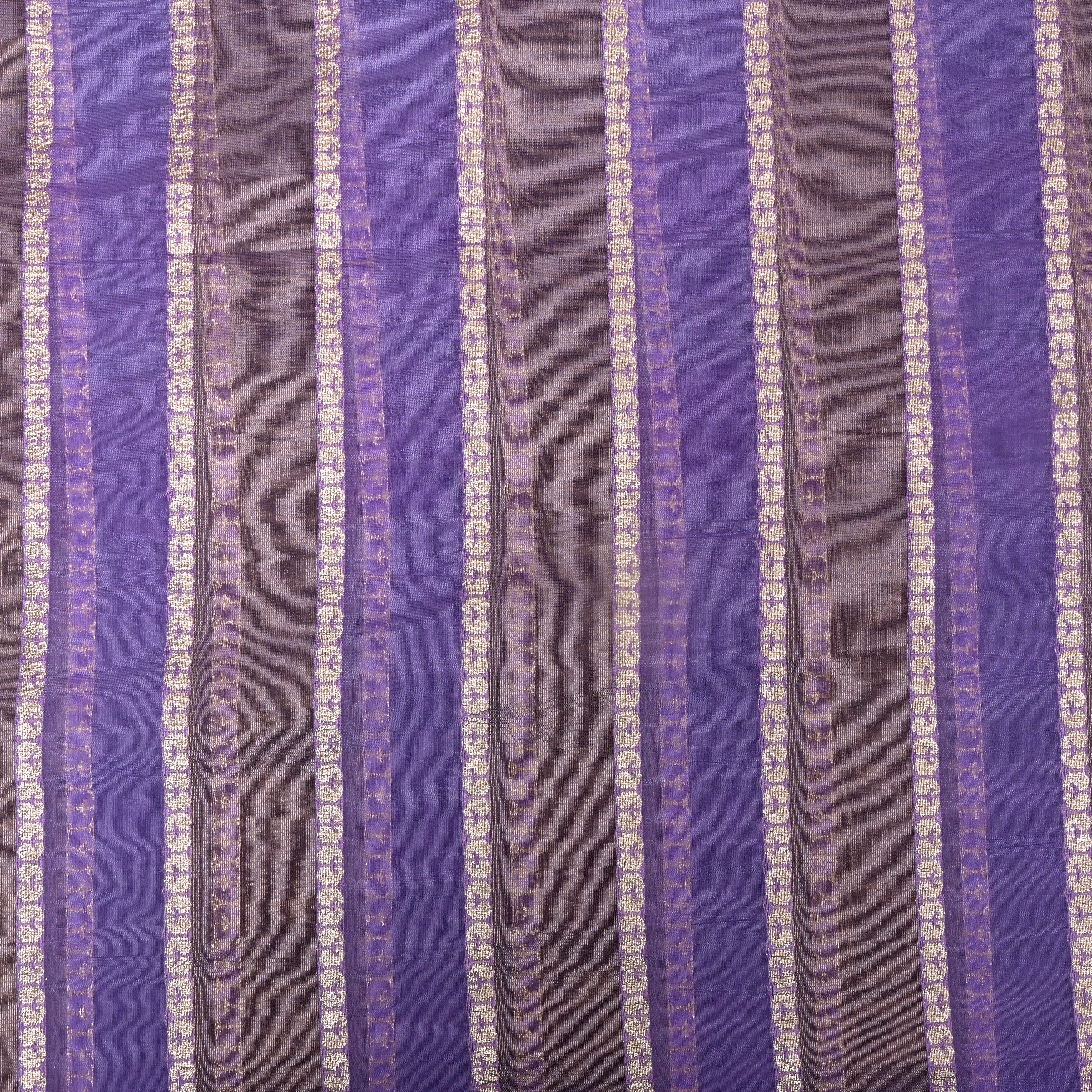 Royal Violet Striped Jamawar Silk