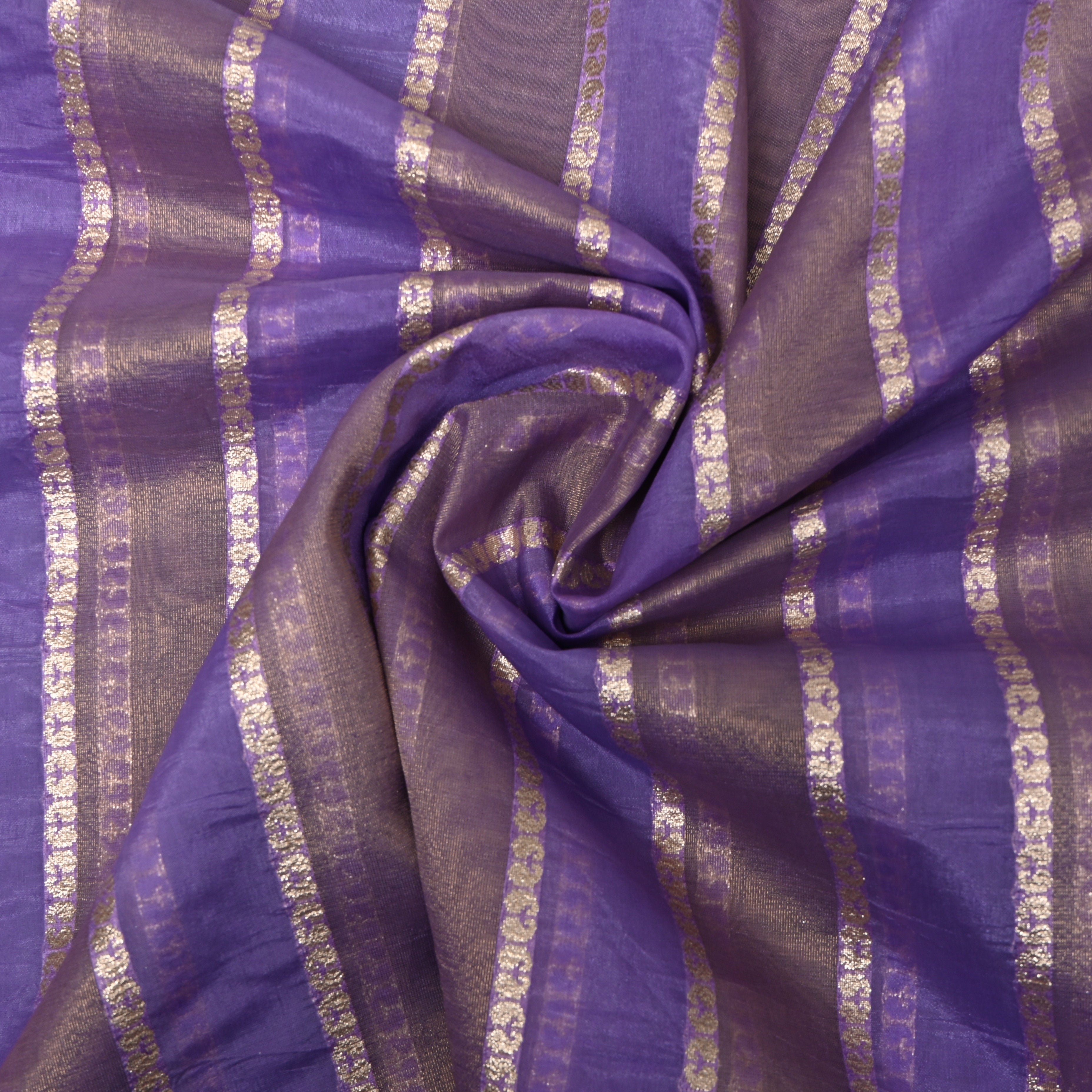 Royal Violet Striped Jamawar Silk