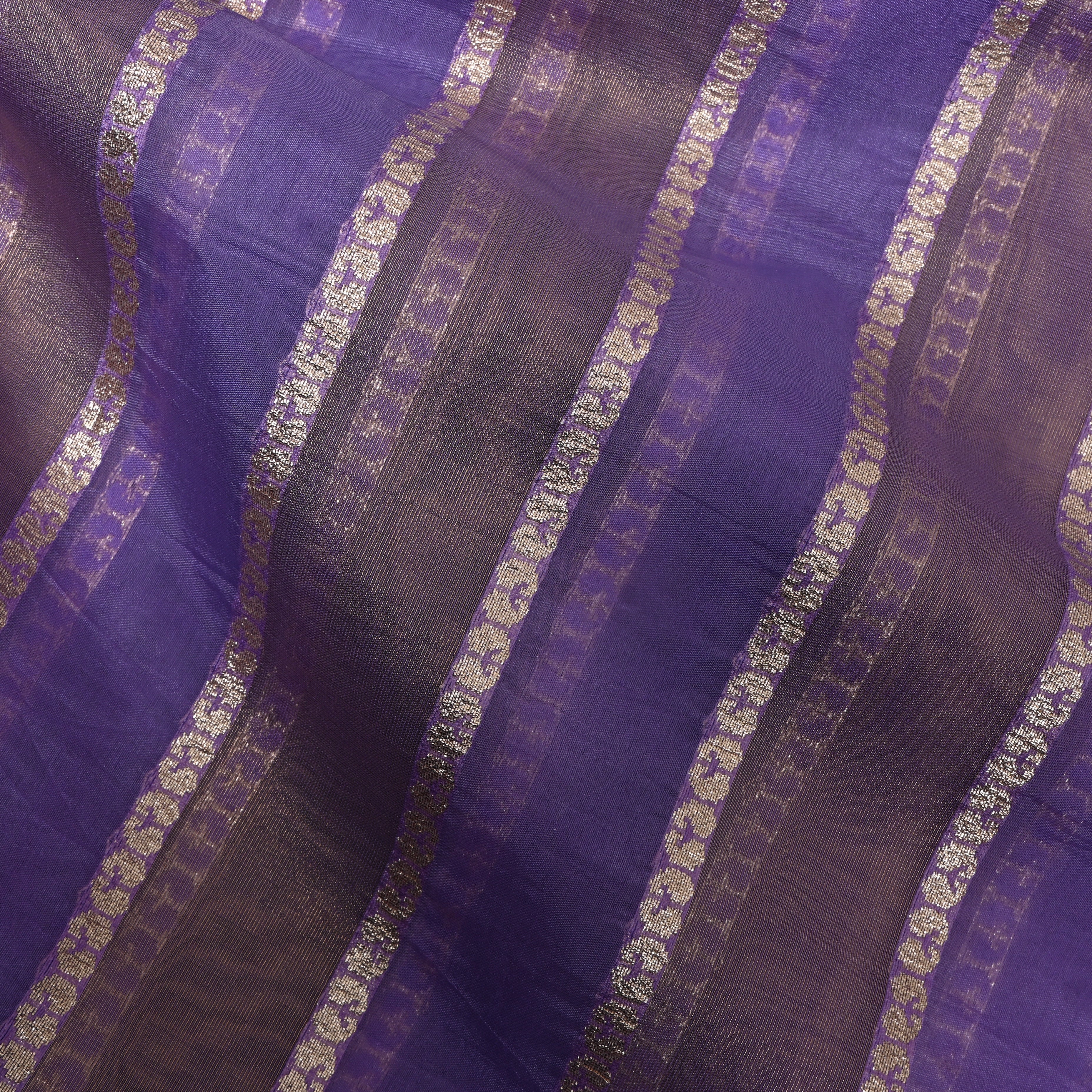 Royal Violet Striped Jamawar Silk