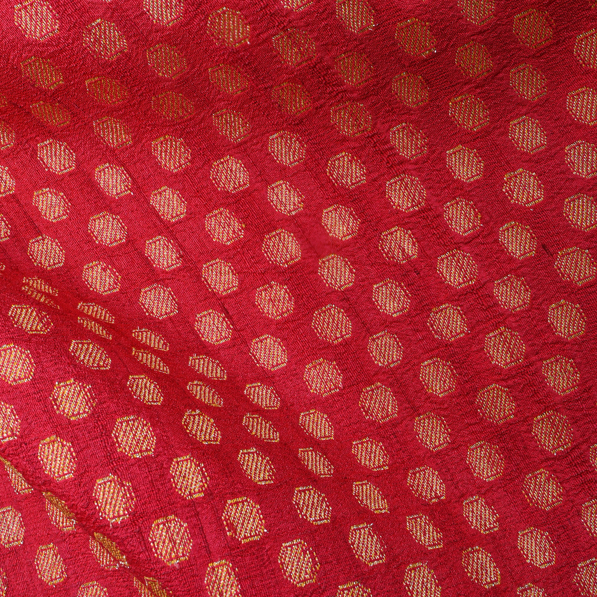 Crimson Gold Butti Banarasi  Silk Fabric