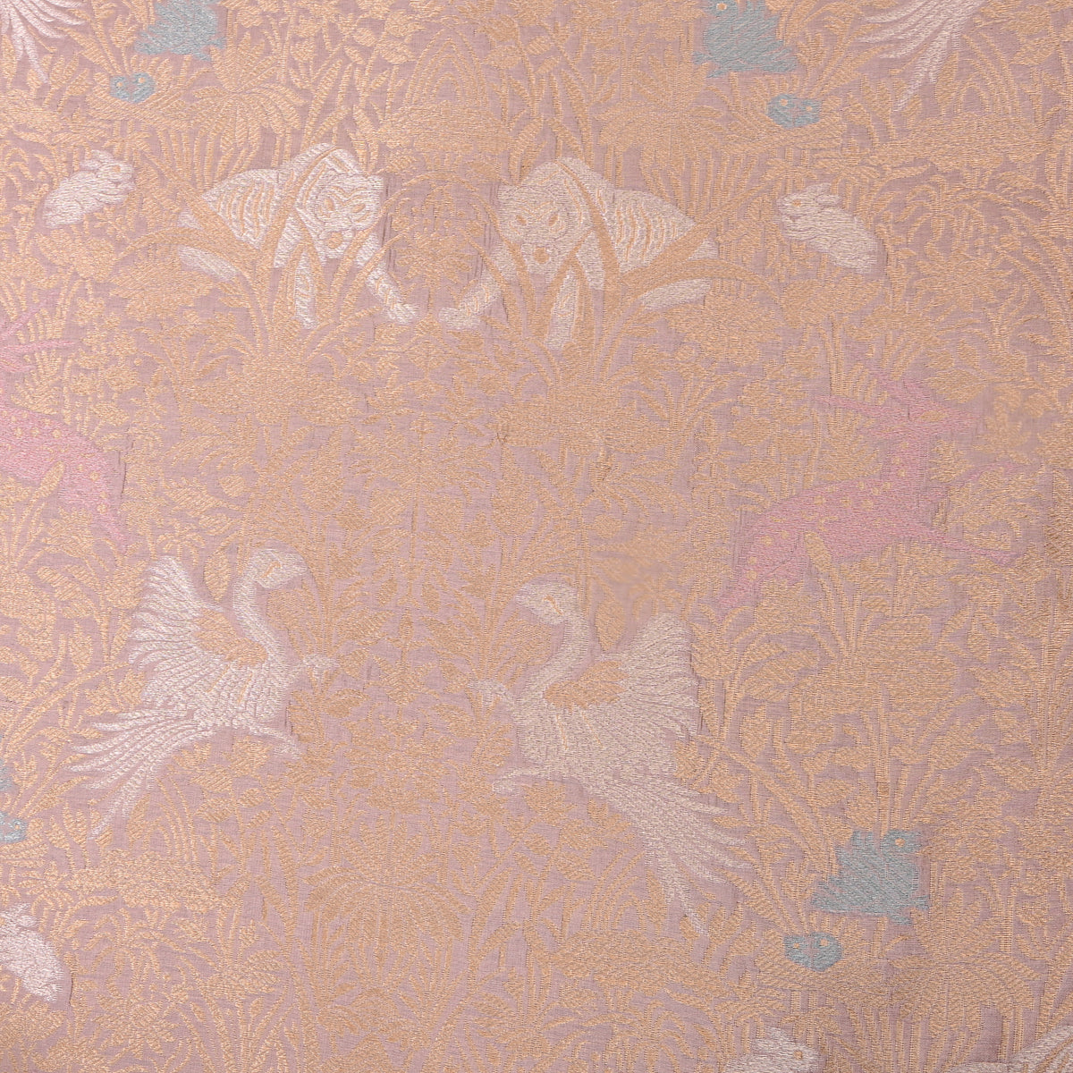 Sand Beige Dual Tone Shikargah Jamawar Silk Fabric