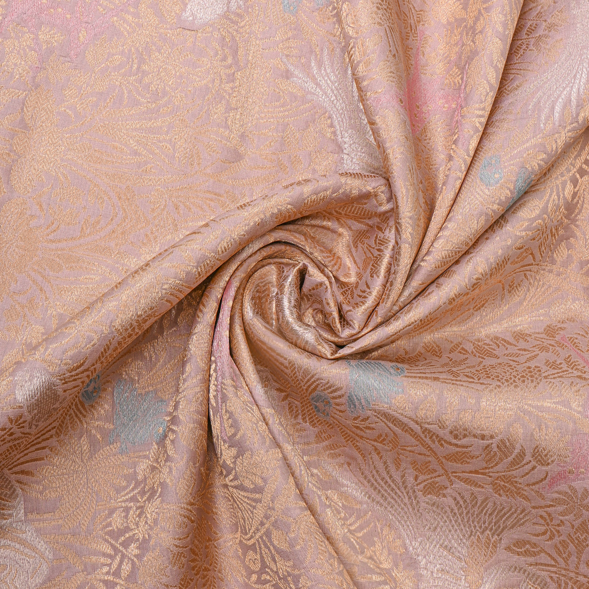 Sand Beige Dual Tone Shikargah Jamawar Silk Fabric