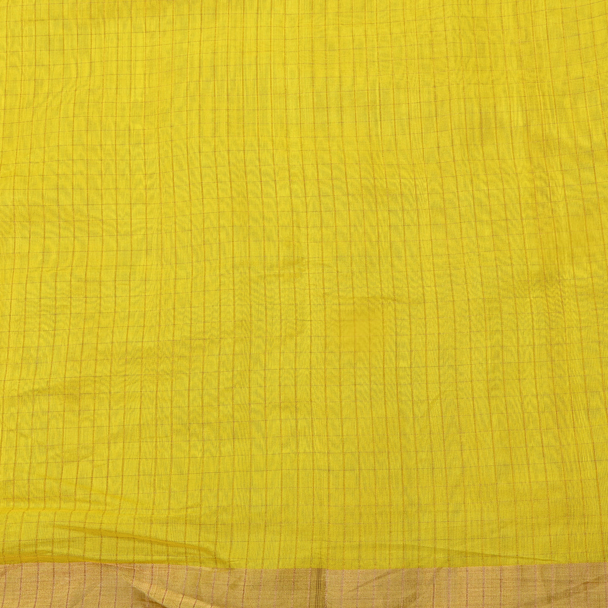Sunshine Yellow Gold Check Self Weave Jamawar Silk Fabric