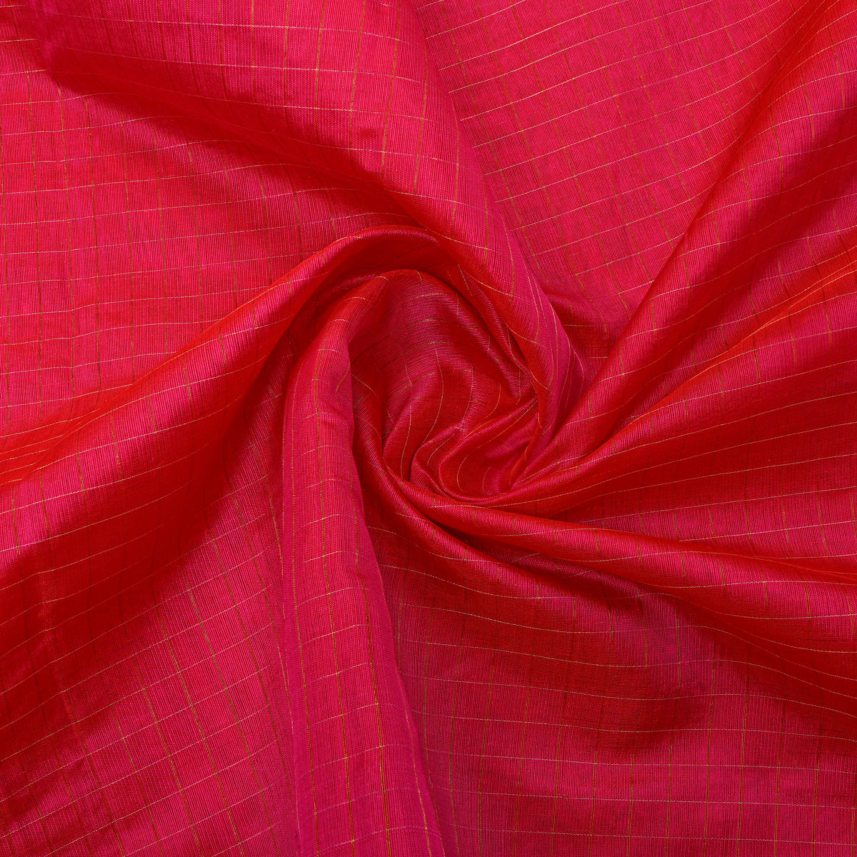 Fuchsia Gold Check Floral Jamawar Silk Fabric