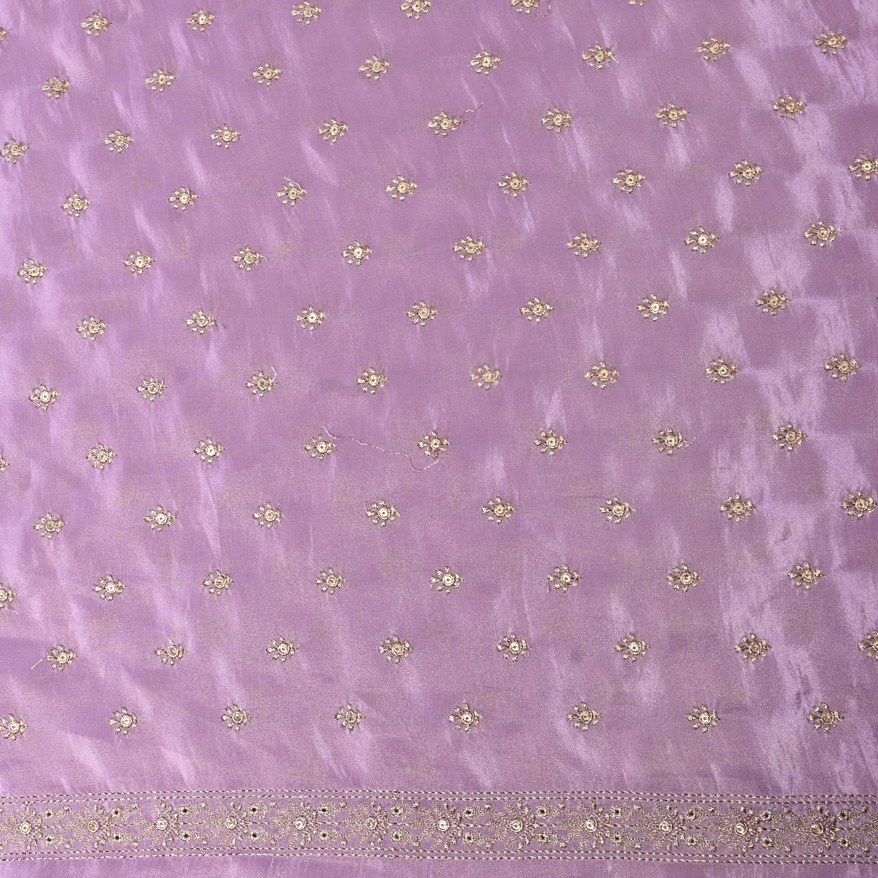 Lavender Purple Zari Buti Sequin Embroidery Tissue Fabric