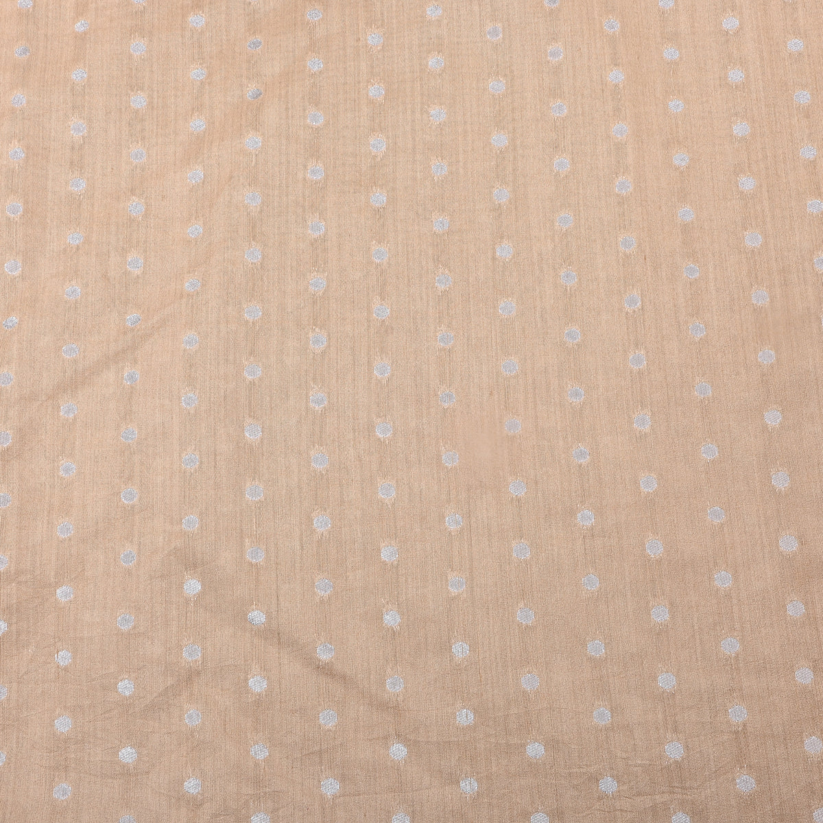 Beige With Silver Zari Dot Butti Banarasi Silk Fabric