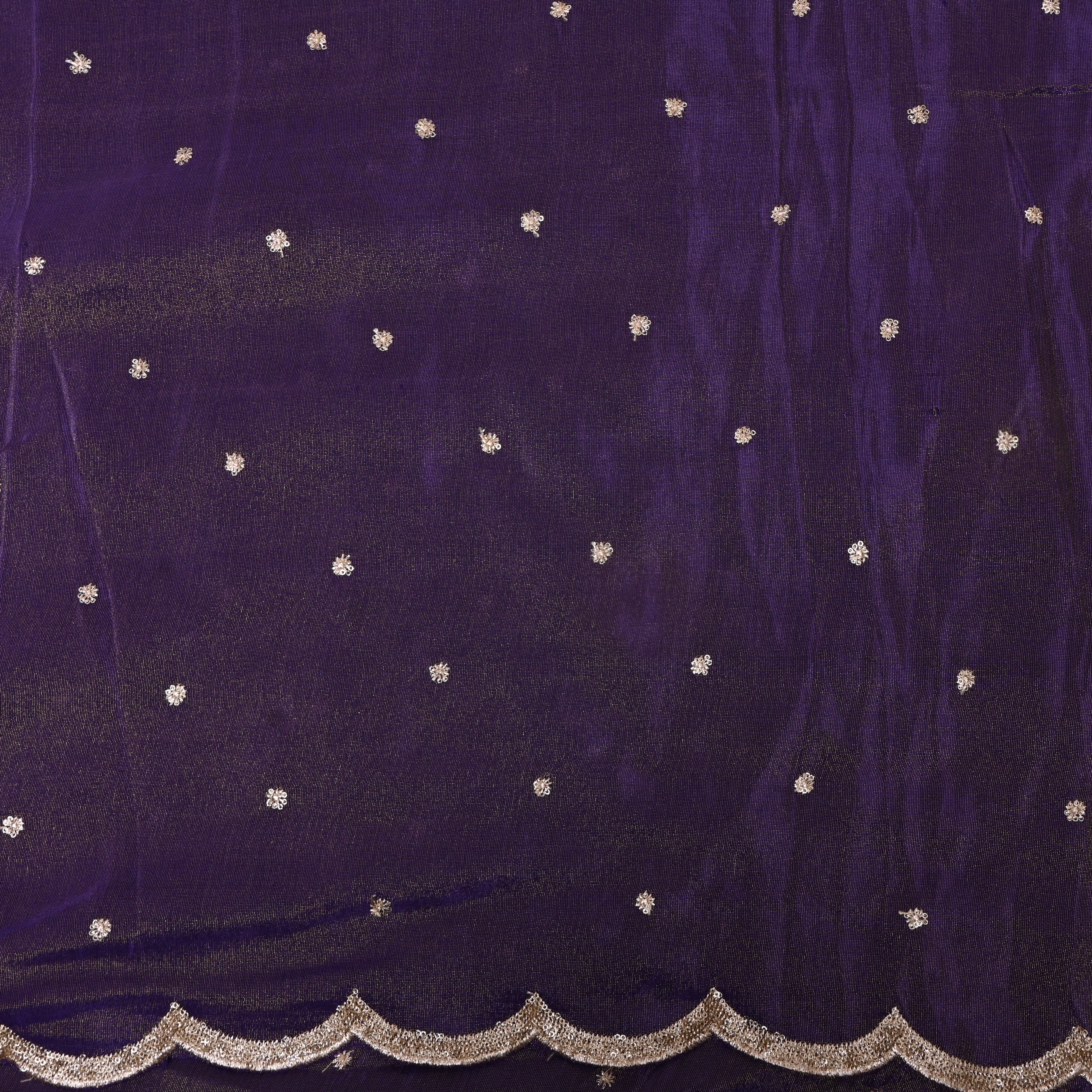 Royal Purple Silver Dabka Tissue Embroidery