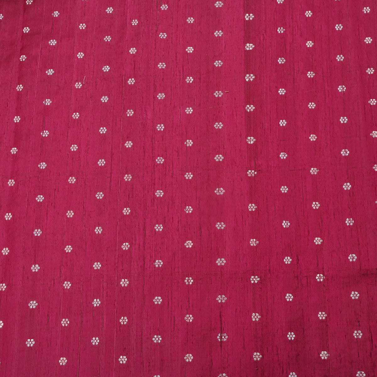 Magenta Silver Zari Floral Butti Jamawar Silk Fabric