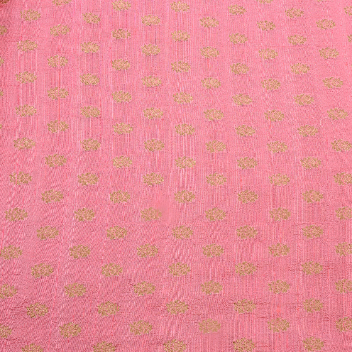 Salmon Pink Gold Zari Butti Banarasi Fabric