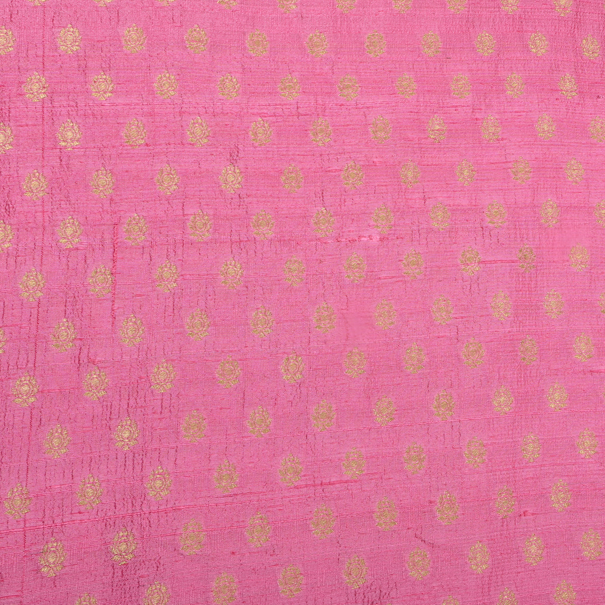 Pink Gold Zari Butti Banarasi Fabric