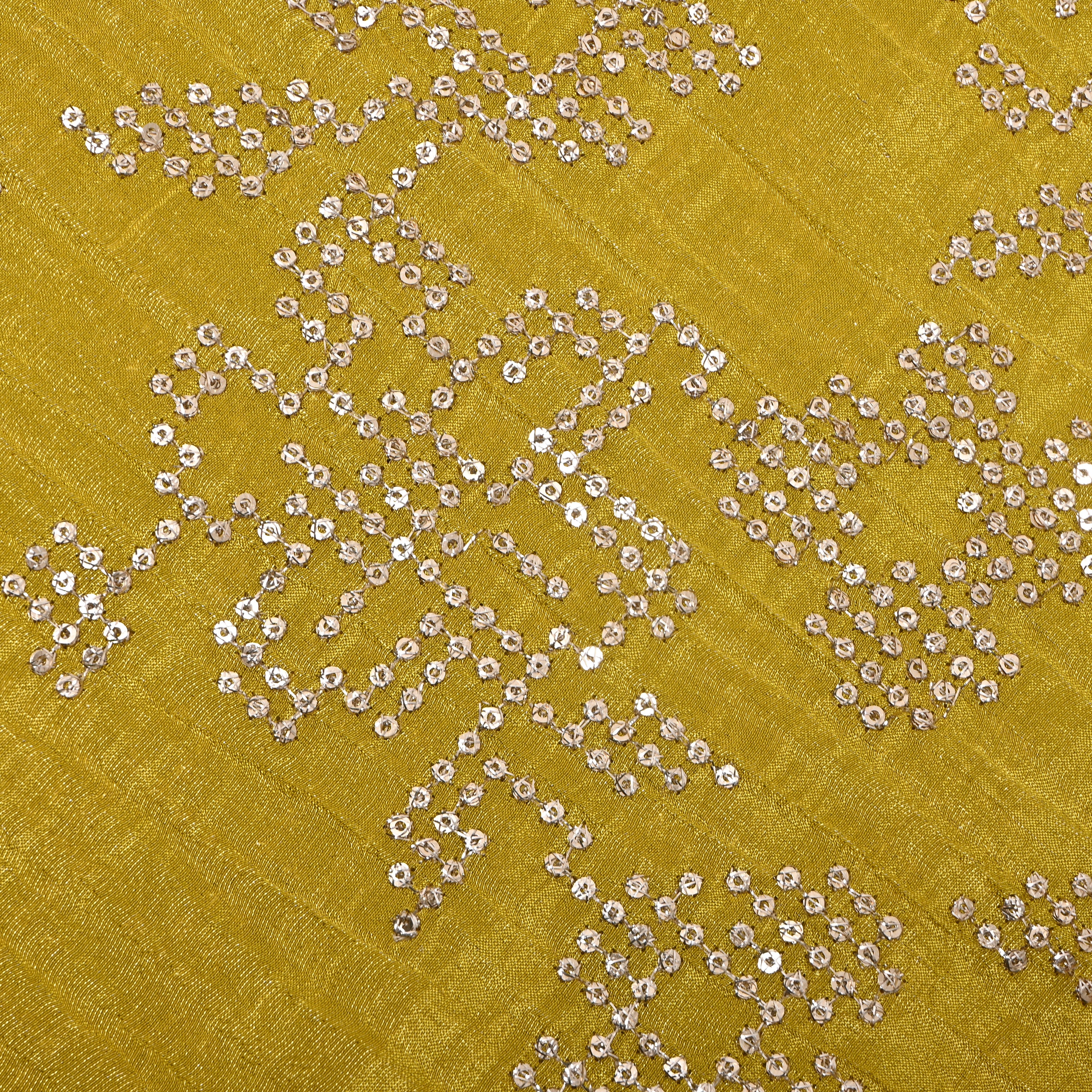 Mustard Yellow Sequin Embroidered Tissue Fabric