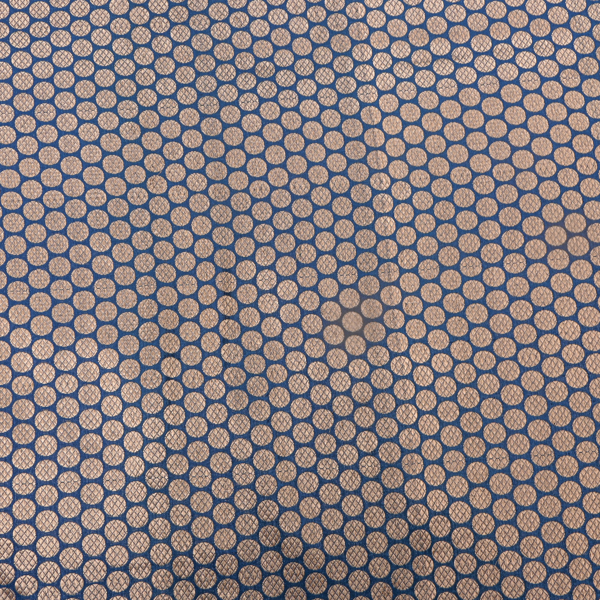Peocock Blue Jamawar Silk Fabric With Gold Zari Butti