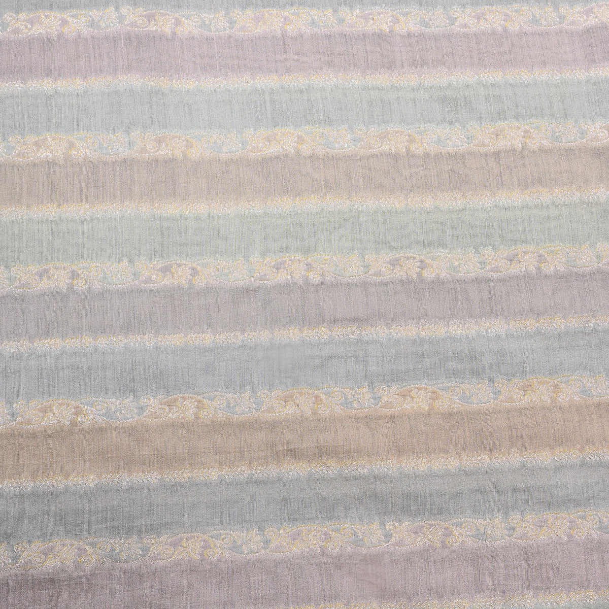 Pastel Multicolor Stripe Weave Banarasi Silk