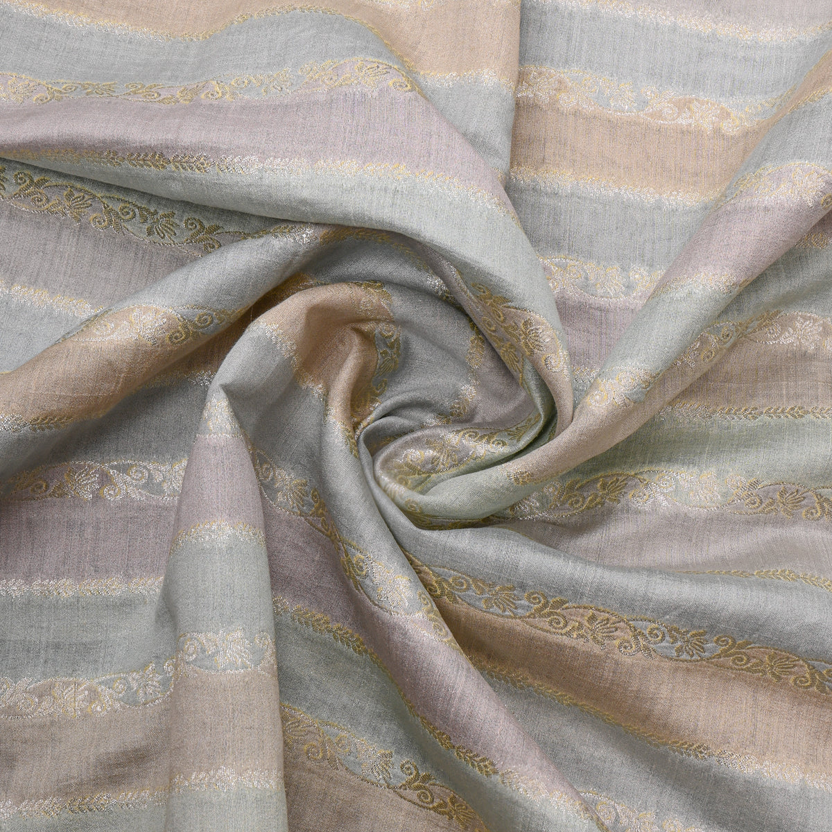 Pastel Multicolor Stripe Weave Banarasi Silk
