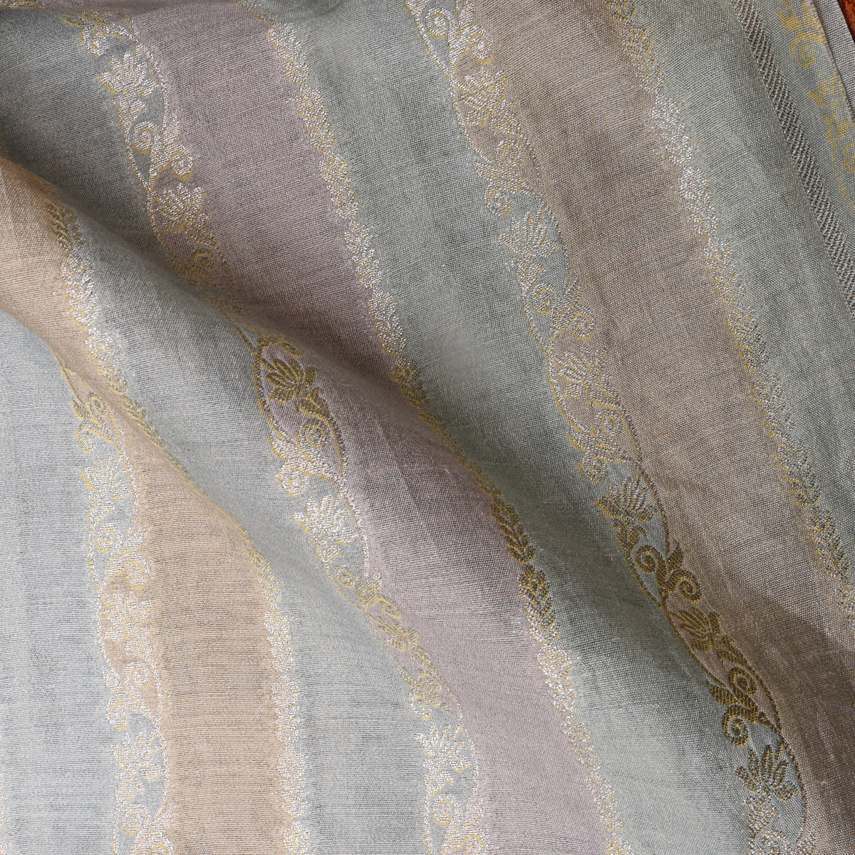 Pastel Multicolor Stripe Weave Banarasi Silk