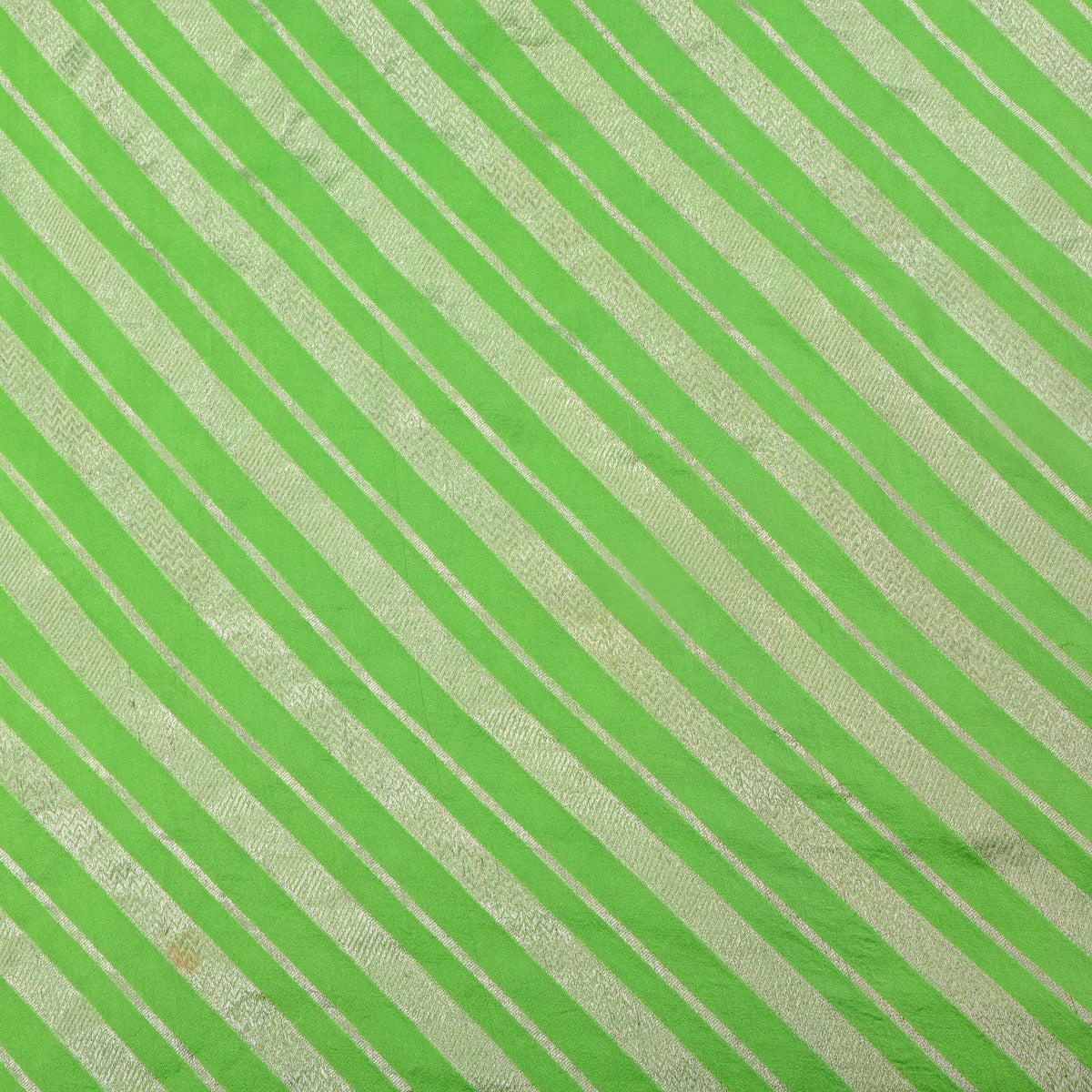 Green Silver Zari Striped Jamawar Silk Fabric