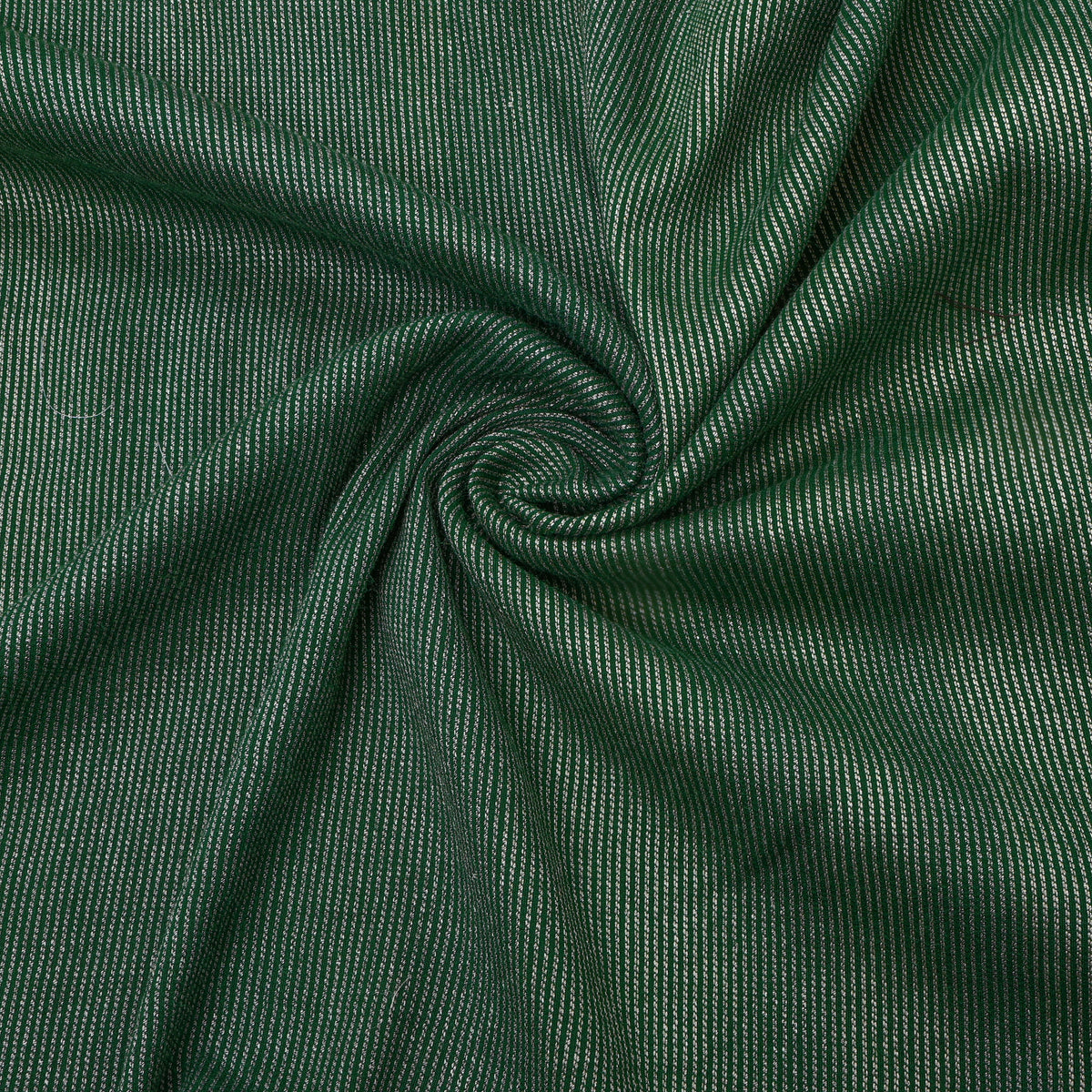 Forest Green Silver Zari Striped Jamawar Silk Fabric