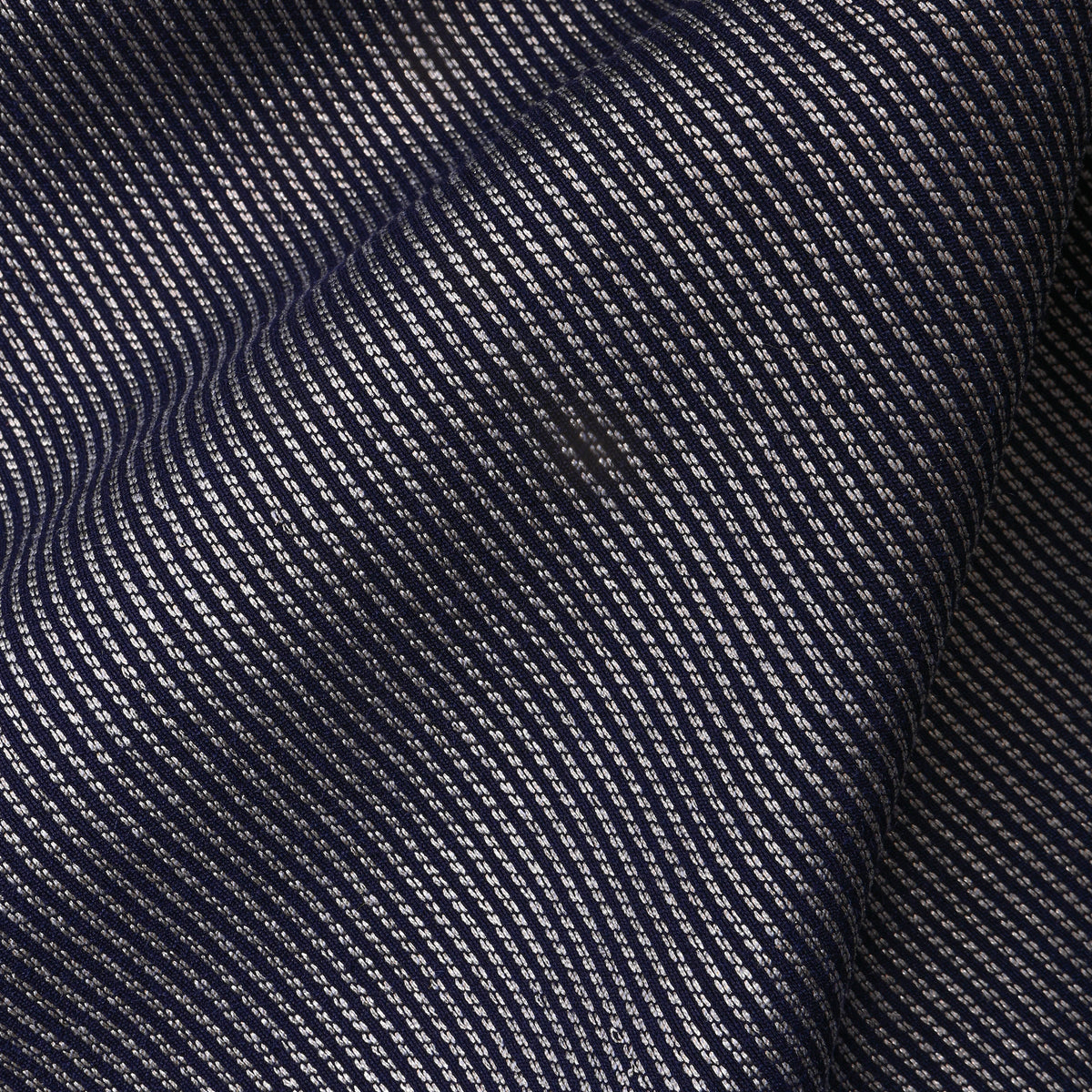 Navy Blue Silver Zari Striped Jamawar Silk Fabric