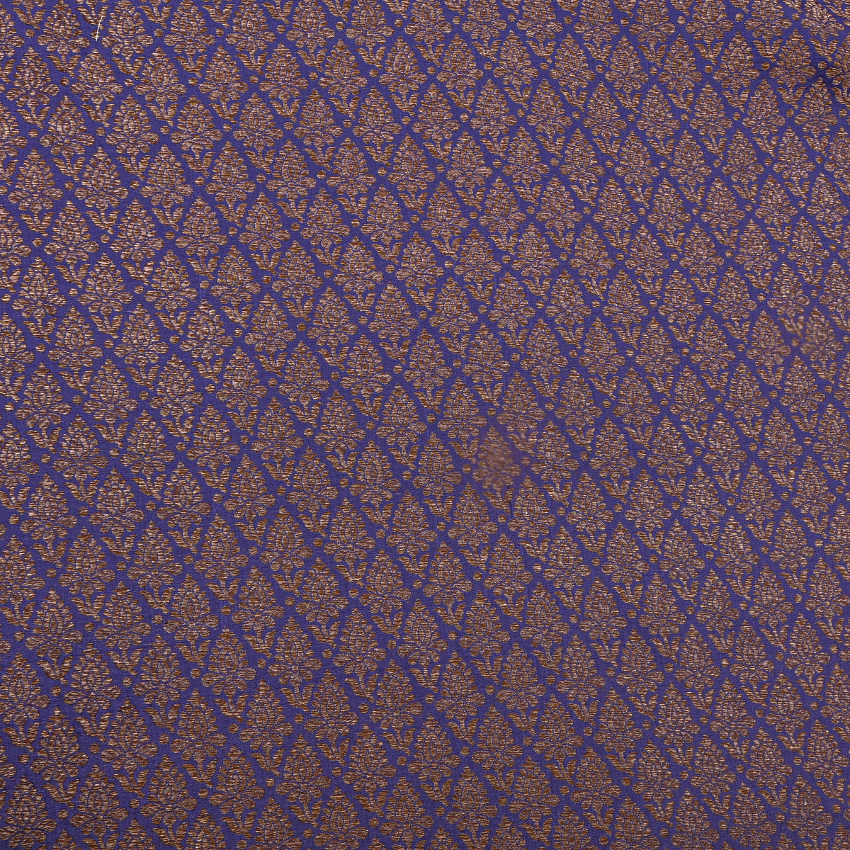 Royal Blue Antique Gold Butti Banarasi Silk Fabric