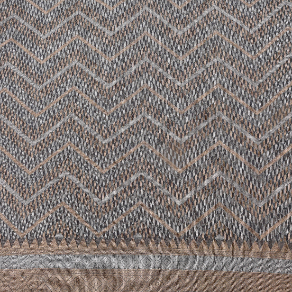 Charcoal Gray Zigzag Weave Banarasi Silk Fabric