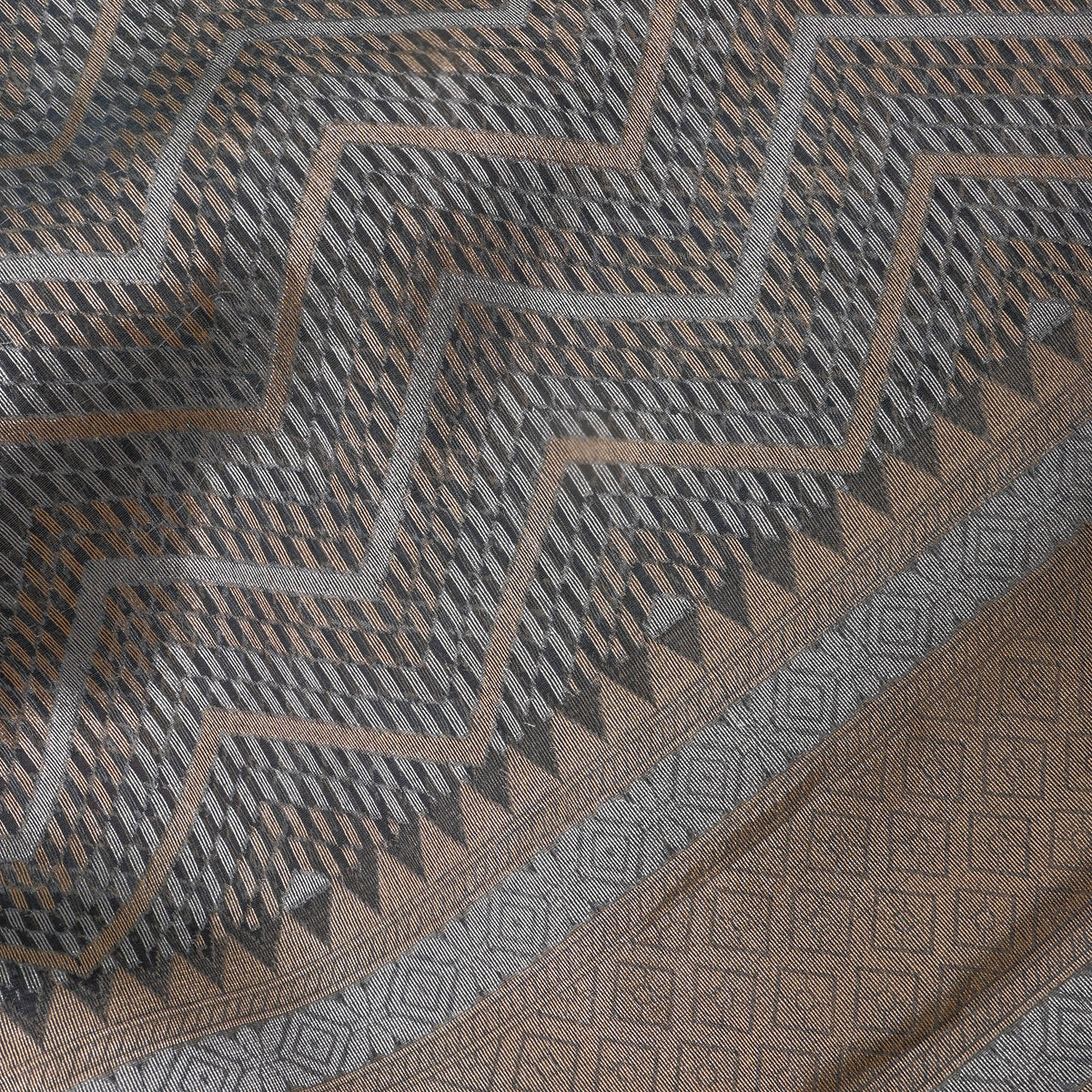Charcoal Gray Zigzag Weave Banarasi Silk Fabric