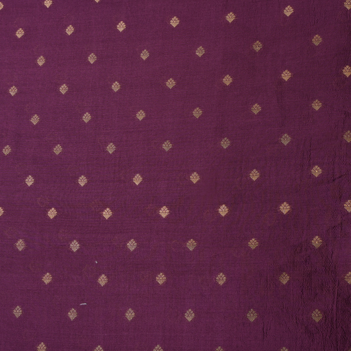 Plum Gold Butti Self Weave Jamawar Silk Fabric