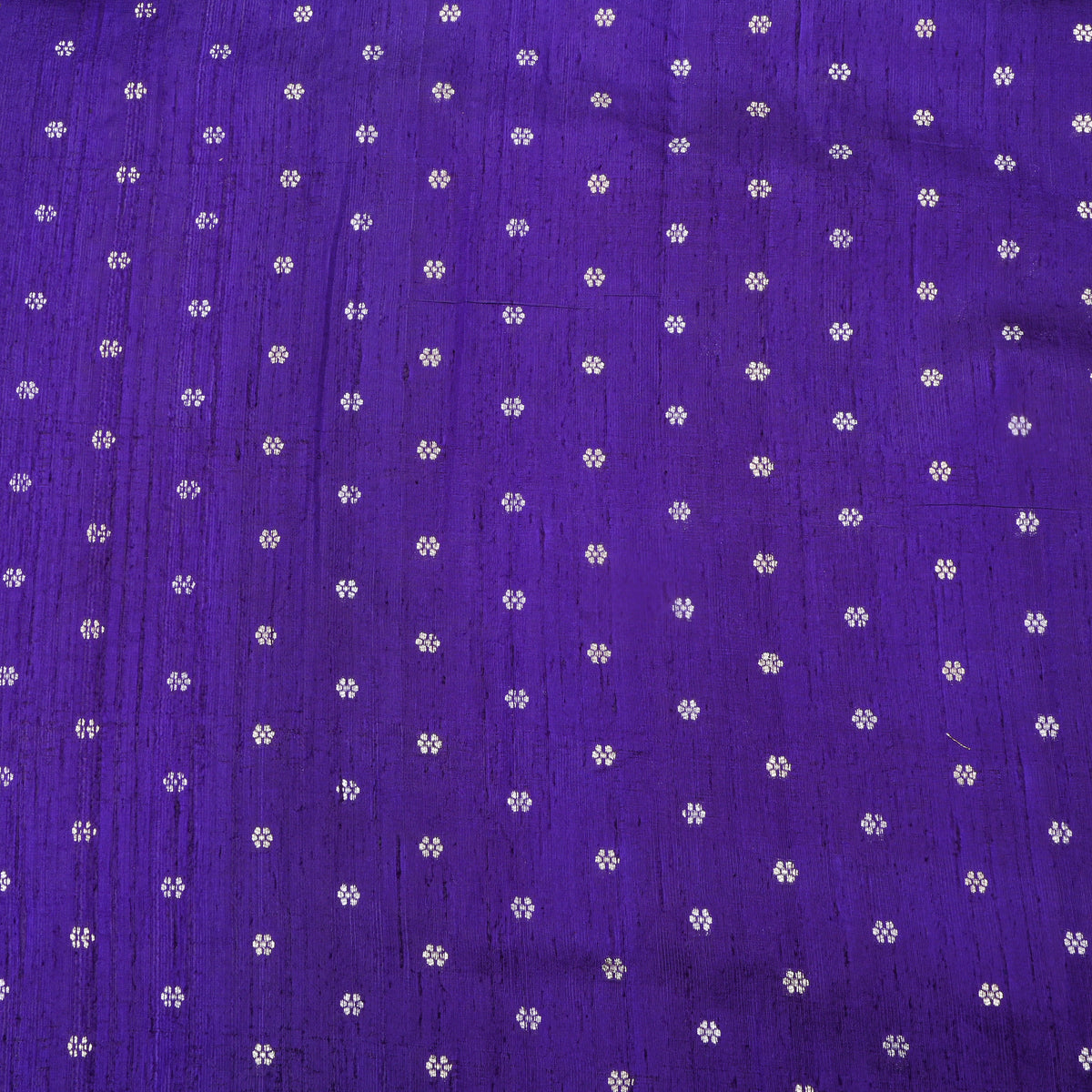 Violet Silver Zari Floral Butti Jamawar Silk Fabric