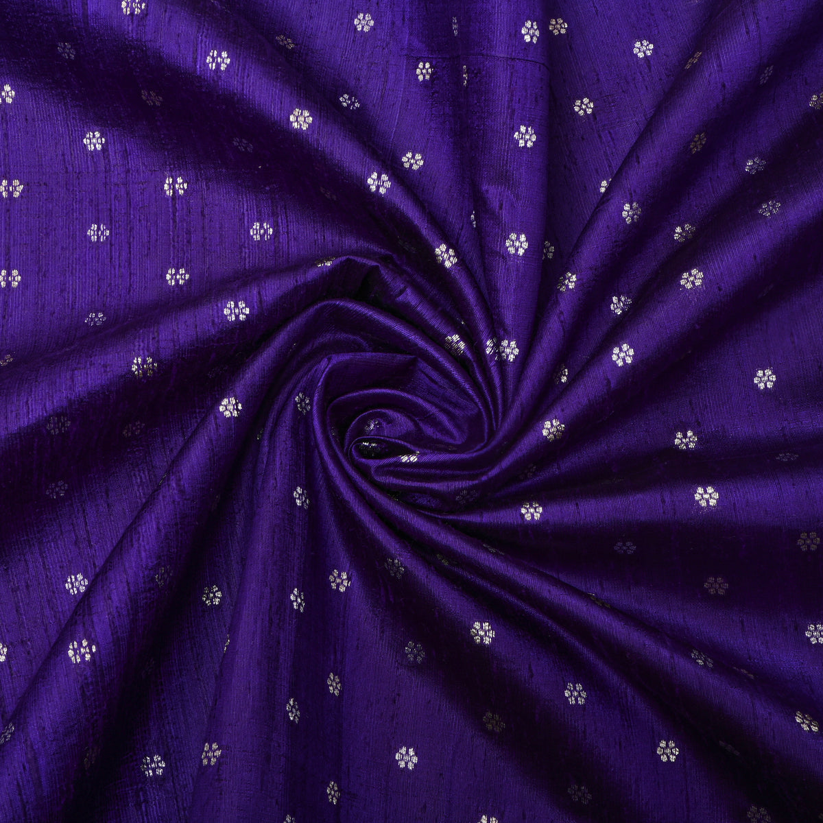 Violet Silver Zari Floral Butti Jamawar Silk Fabric