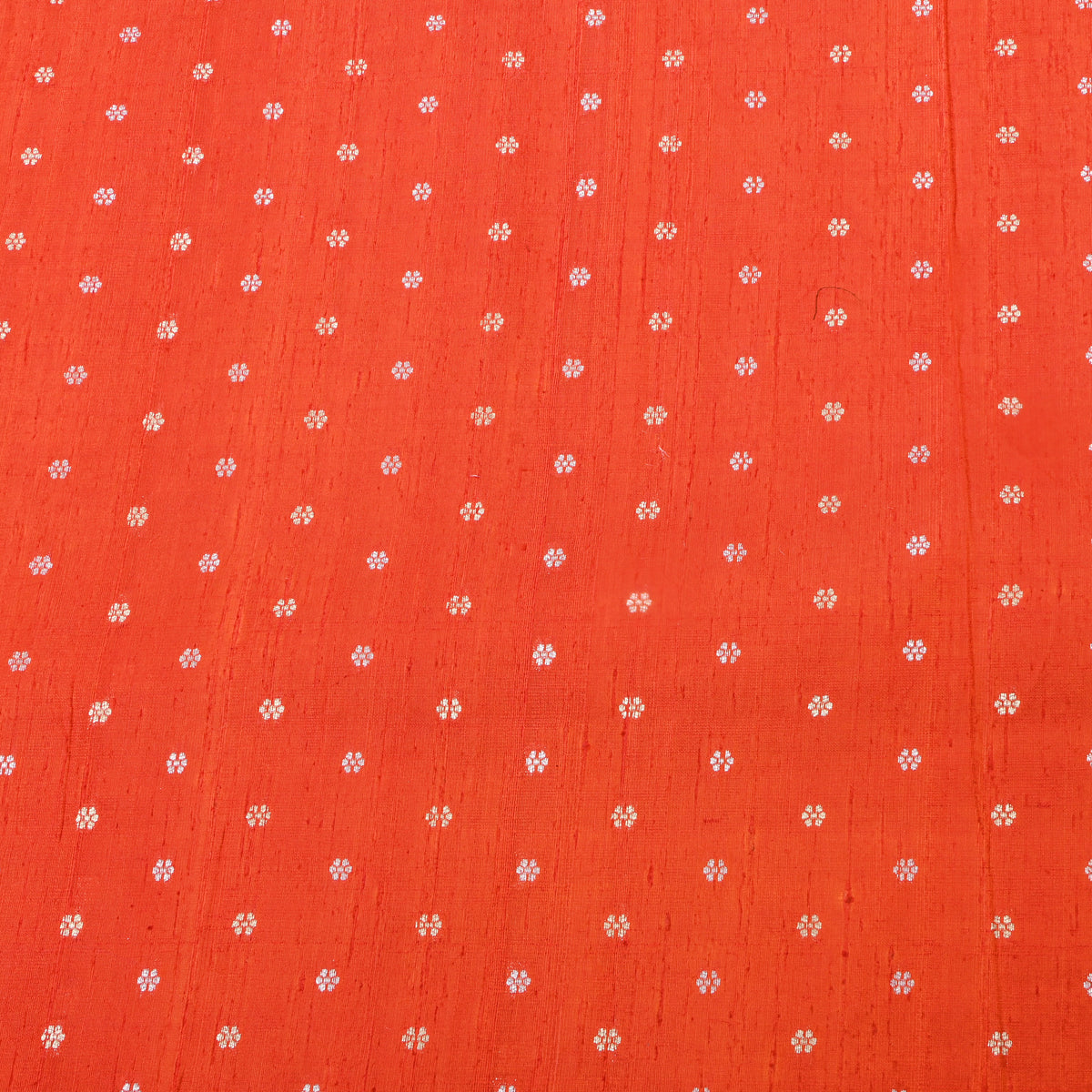 Tangerine Silver Zari Floral Butti Jamawar Silk Fabric