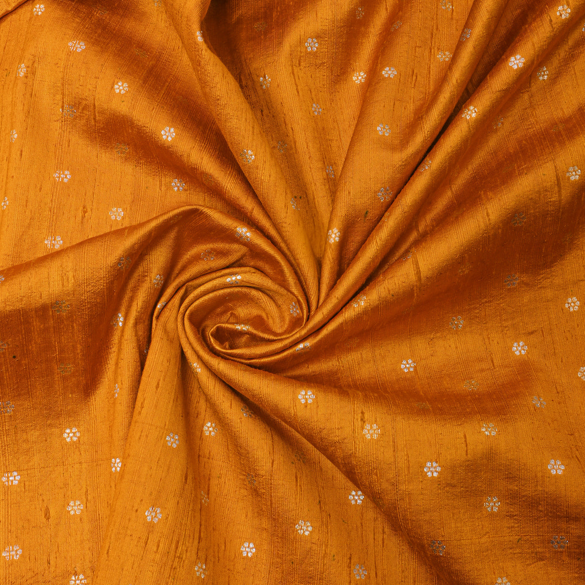 Marigold Gold Floral Butti Jamawar Silk Fabric
