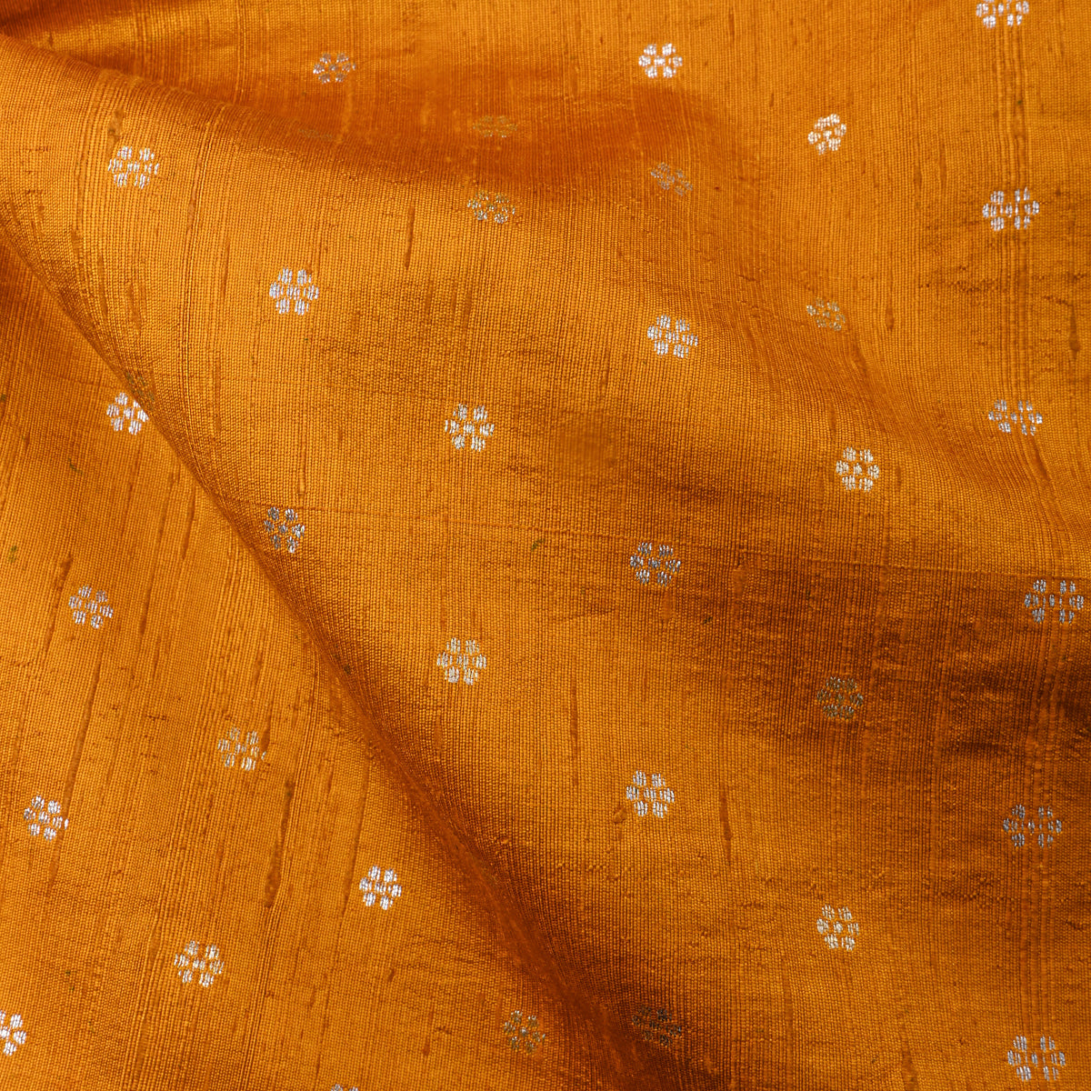 Marigold Gold Floral Butti Jamawar Silk Fabric
