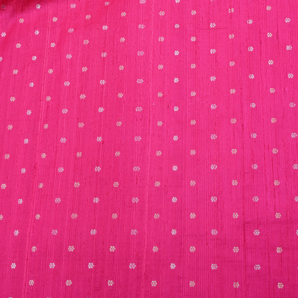 Rani Pink Silver Zari Floral Butti Jamawar Silk Fabric