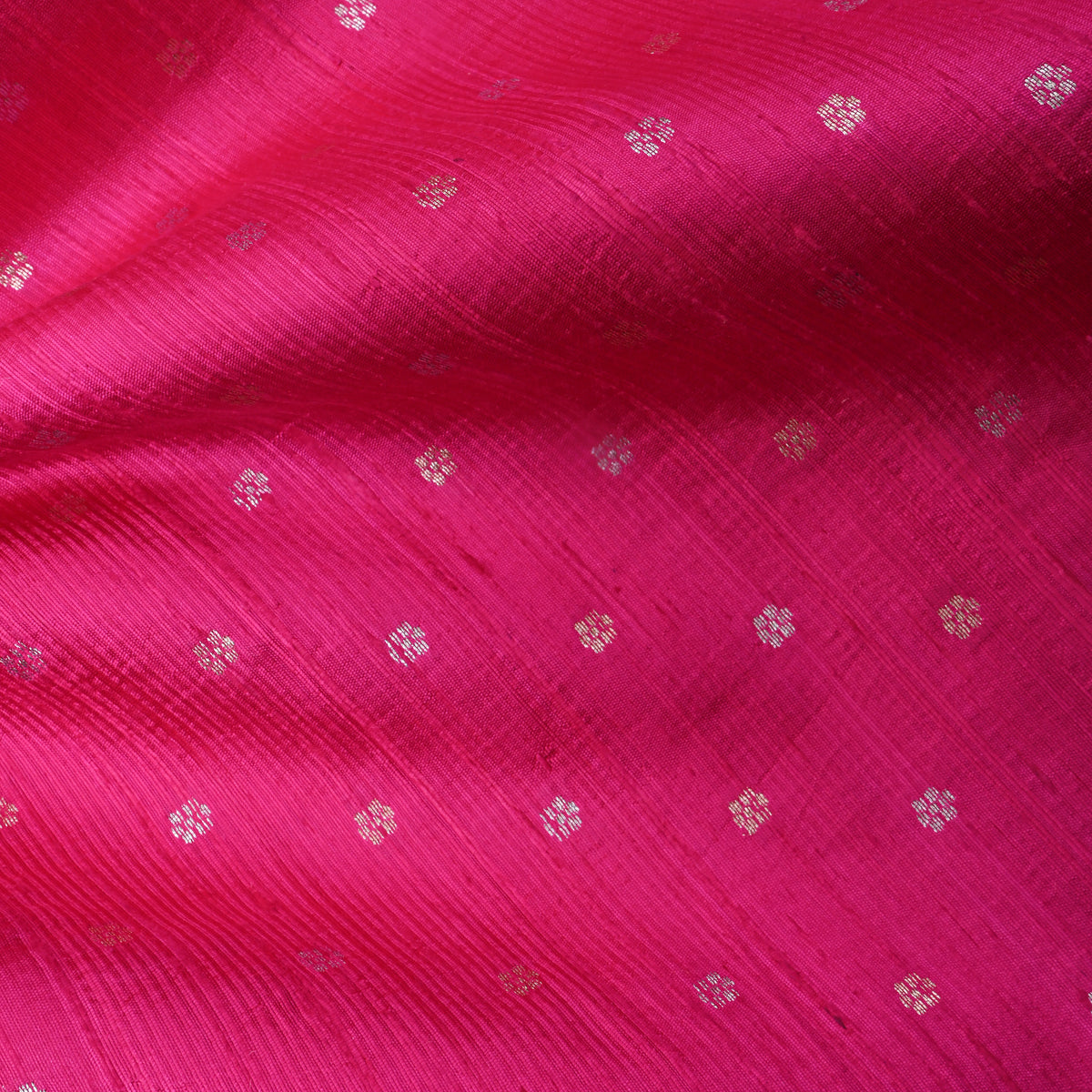 Rani Pink Silver Zari Floral Butti Jamawar Silk Fabric
