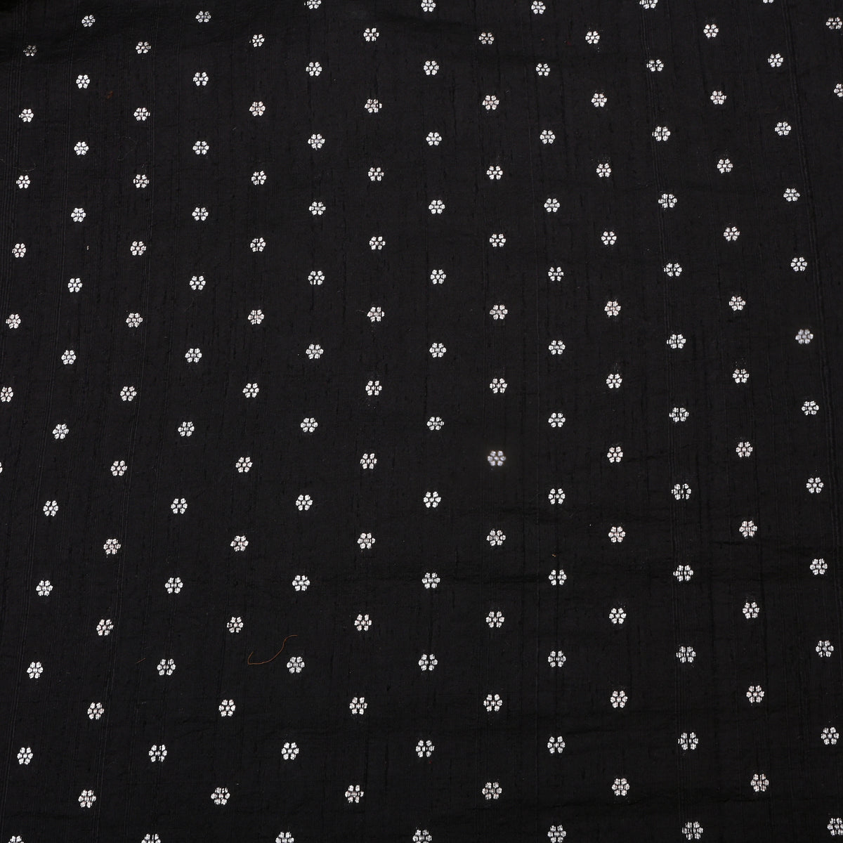 Onyx Silver Zari Floral Butti Jamawar Silk Fabric