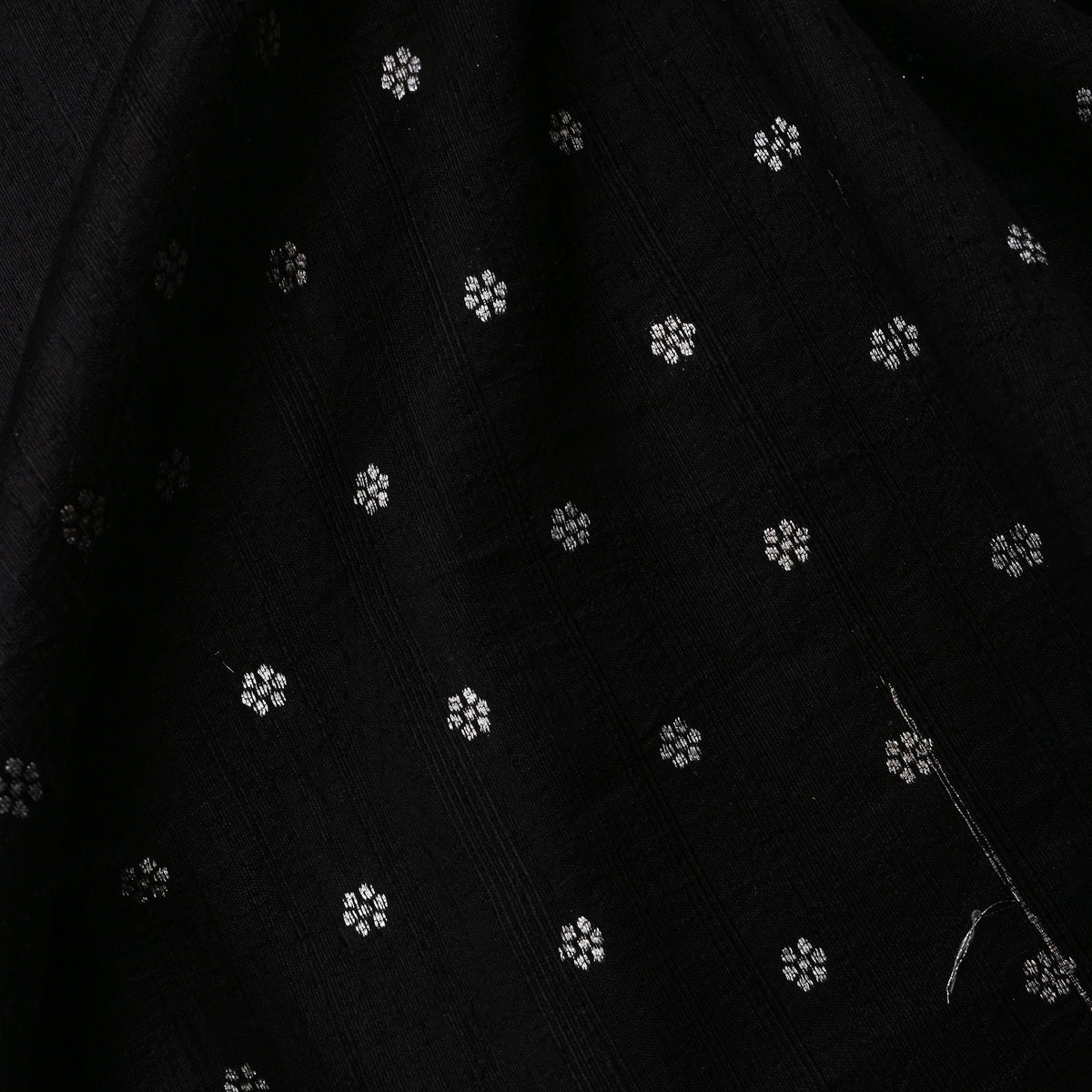 Onyx Silver Zari Floral Butti Jamawar Silk Fabric