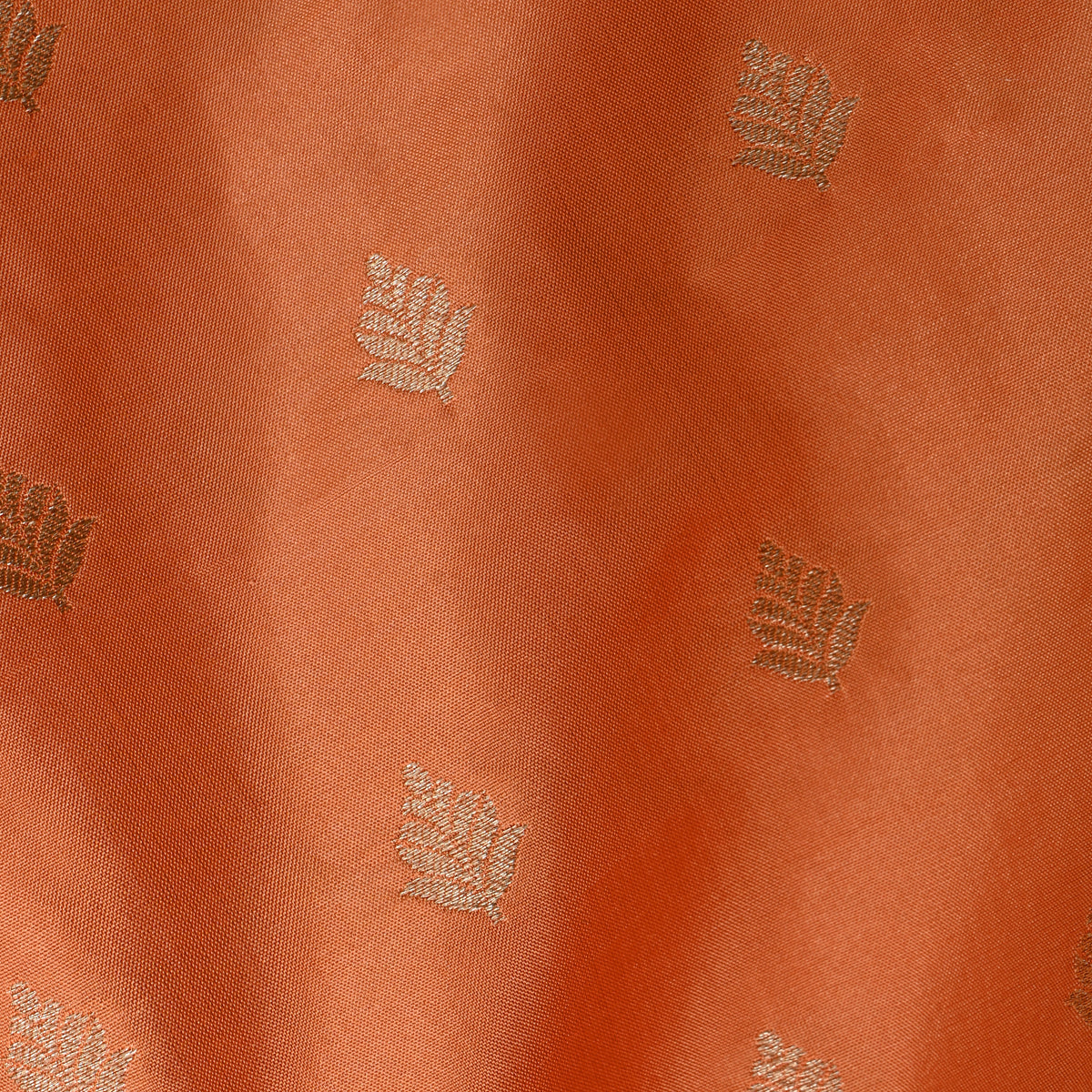 Fade Orange Gold Zari Butti Motif Banarasi Silk Fabric
