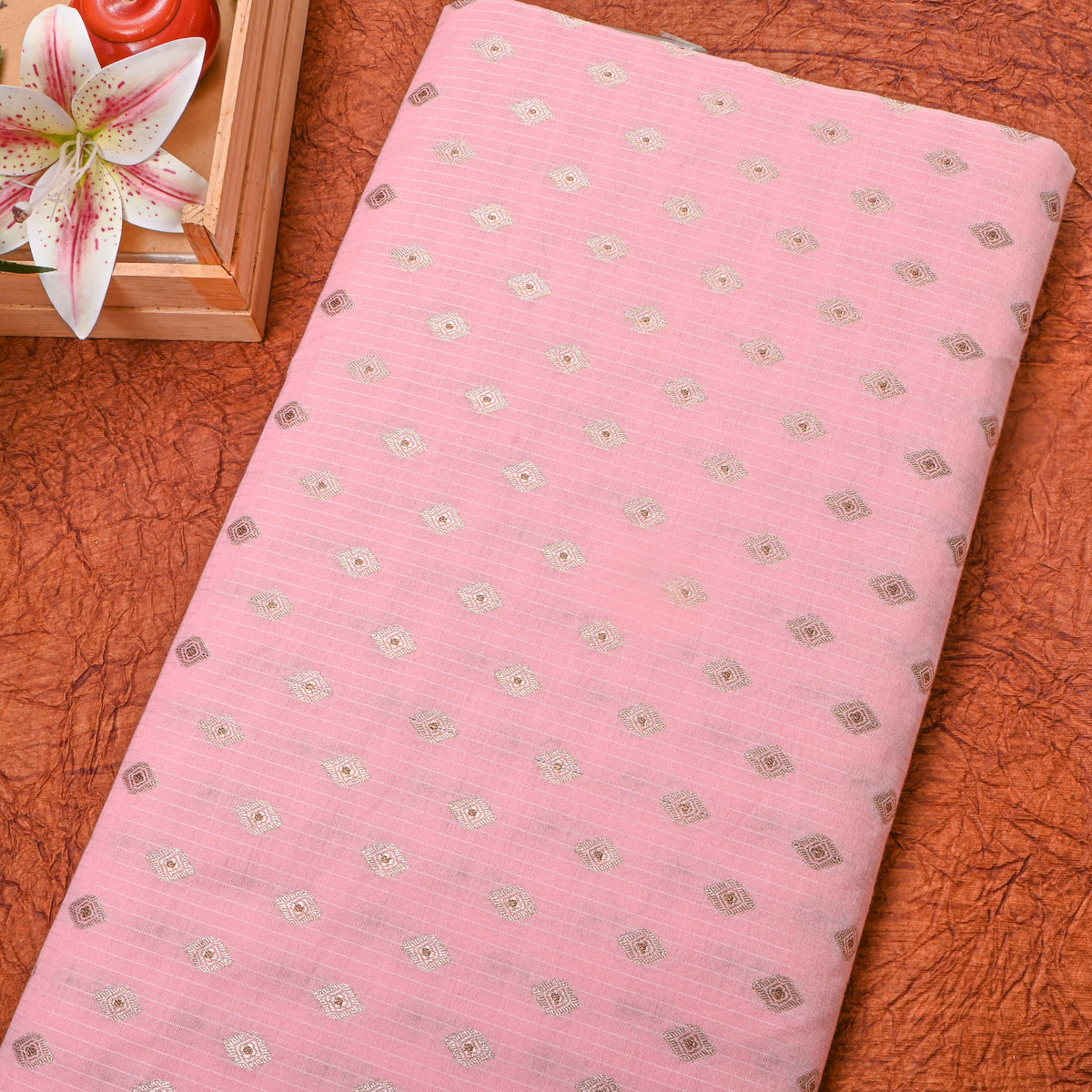 Lavender Dual Tone Zari Self Weave Banarasi Silk Fabric